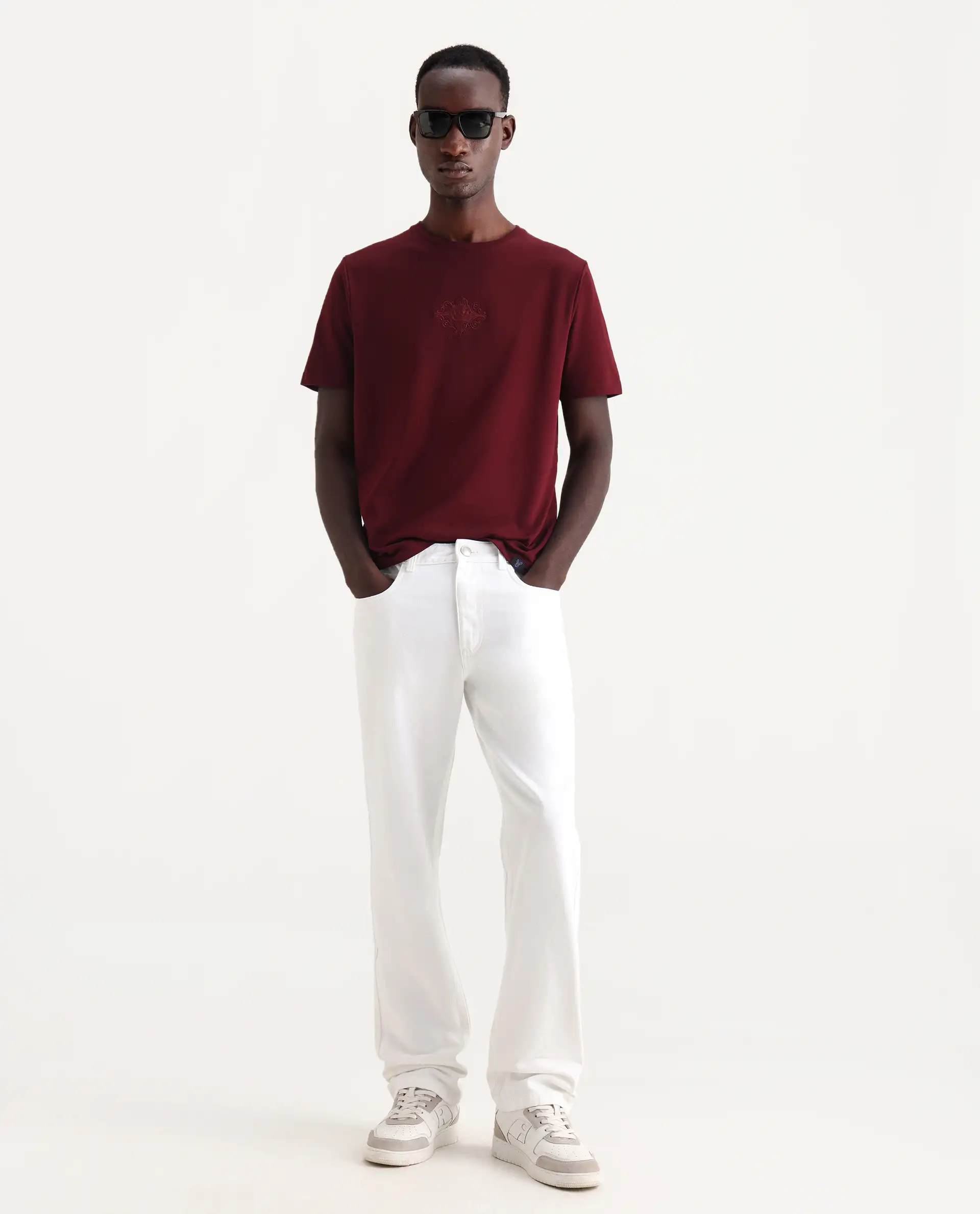 Rare Rabbit Men's Frost White Cotton Plain Morris Regular Fit Jeans - Image 2