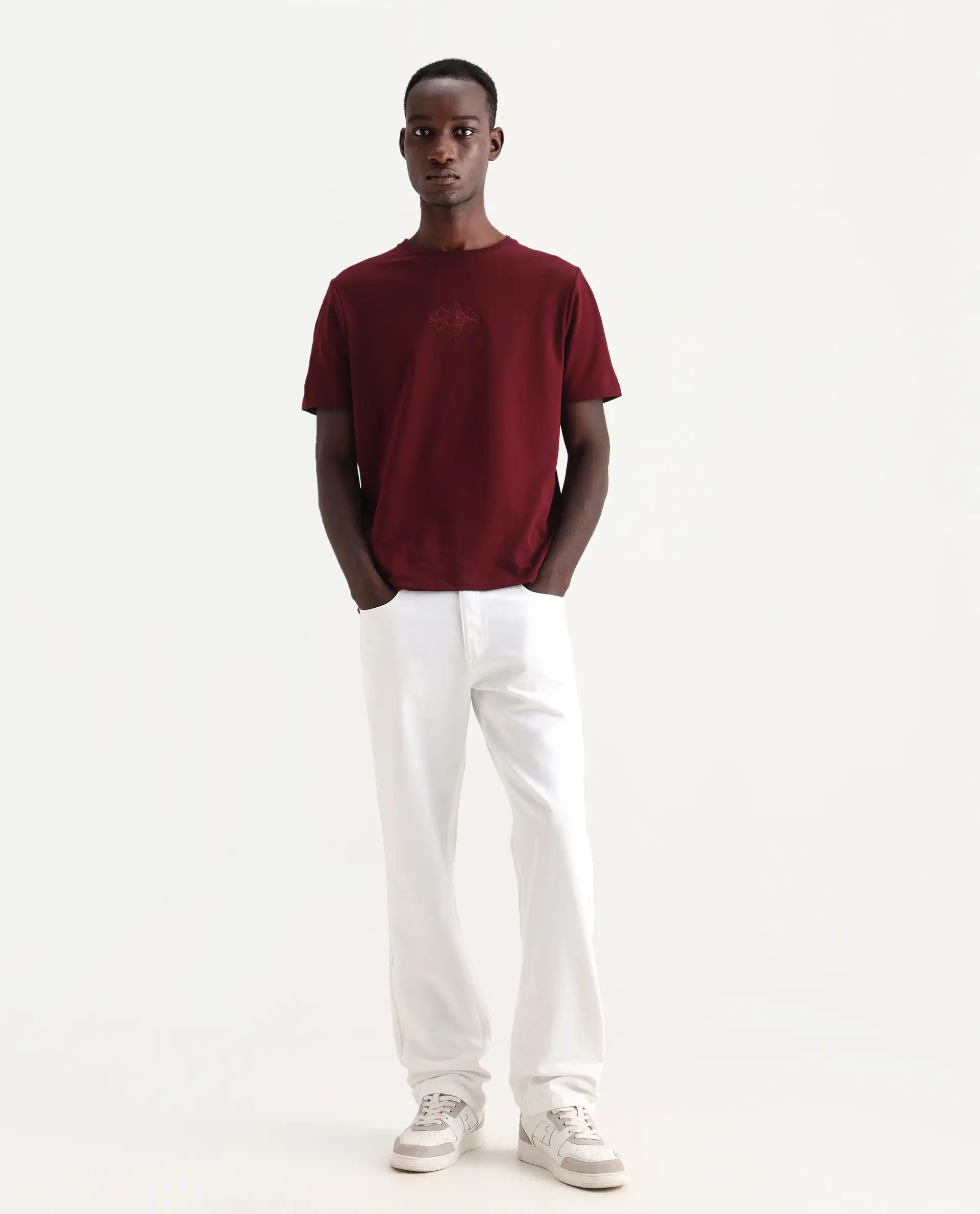 Rare Rabbit Men's Frost White Cotton Plain Morris Regular Fit Jeans - Image 4
