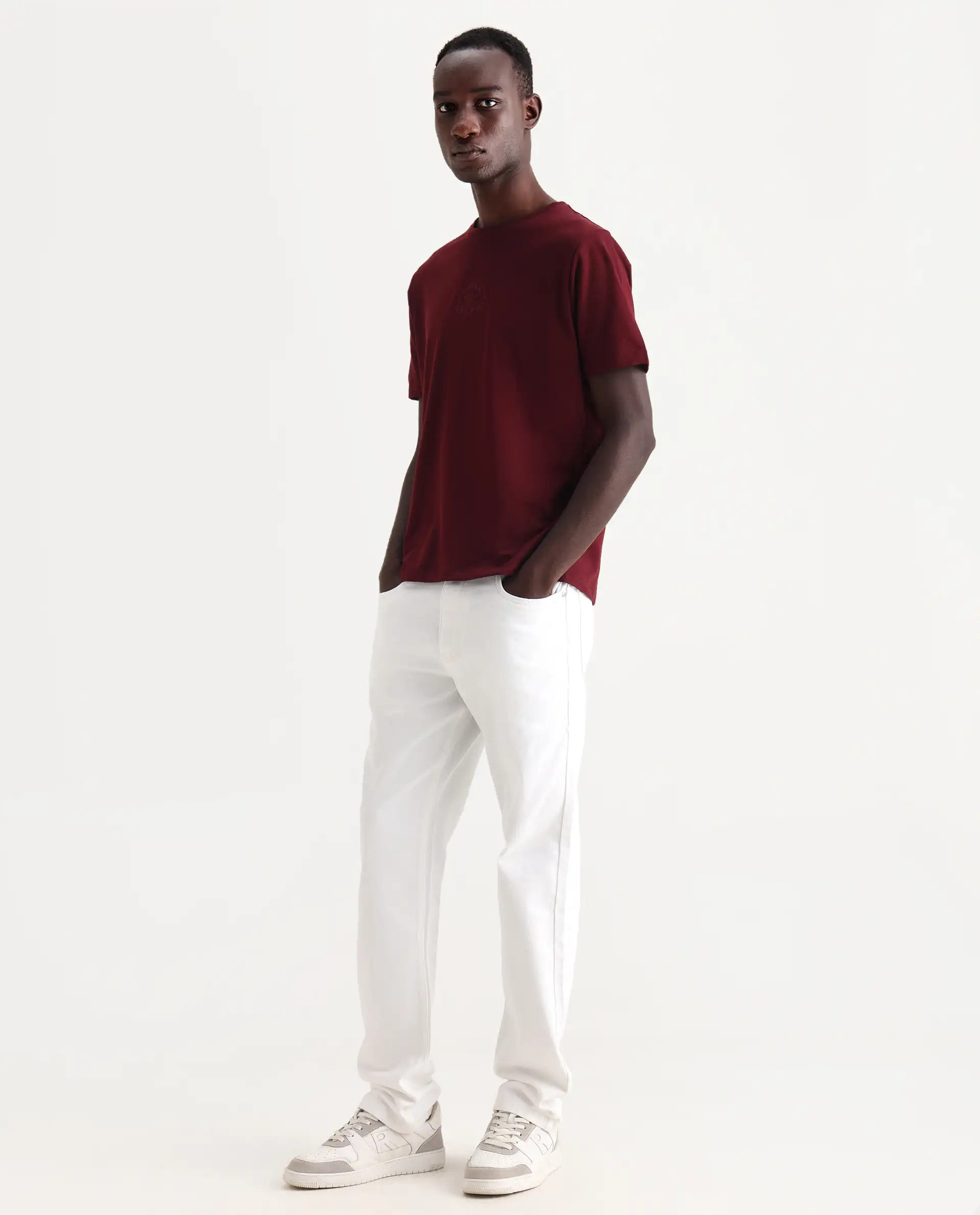 Rare Rabbit Men's Frost White Cotton Plain Morris Regular Fit Jeans - Image 5