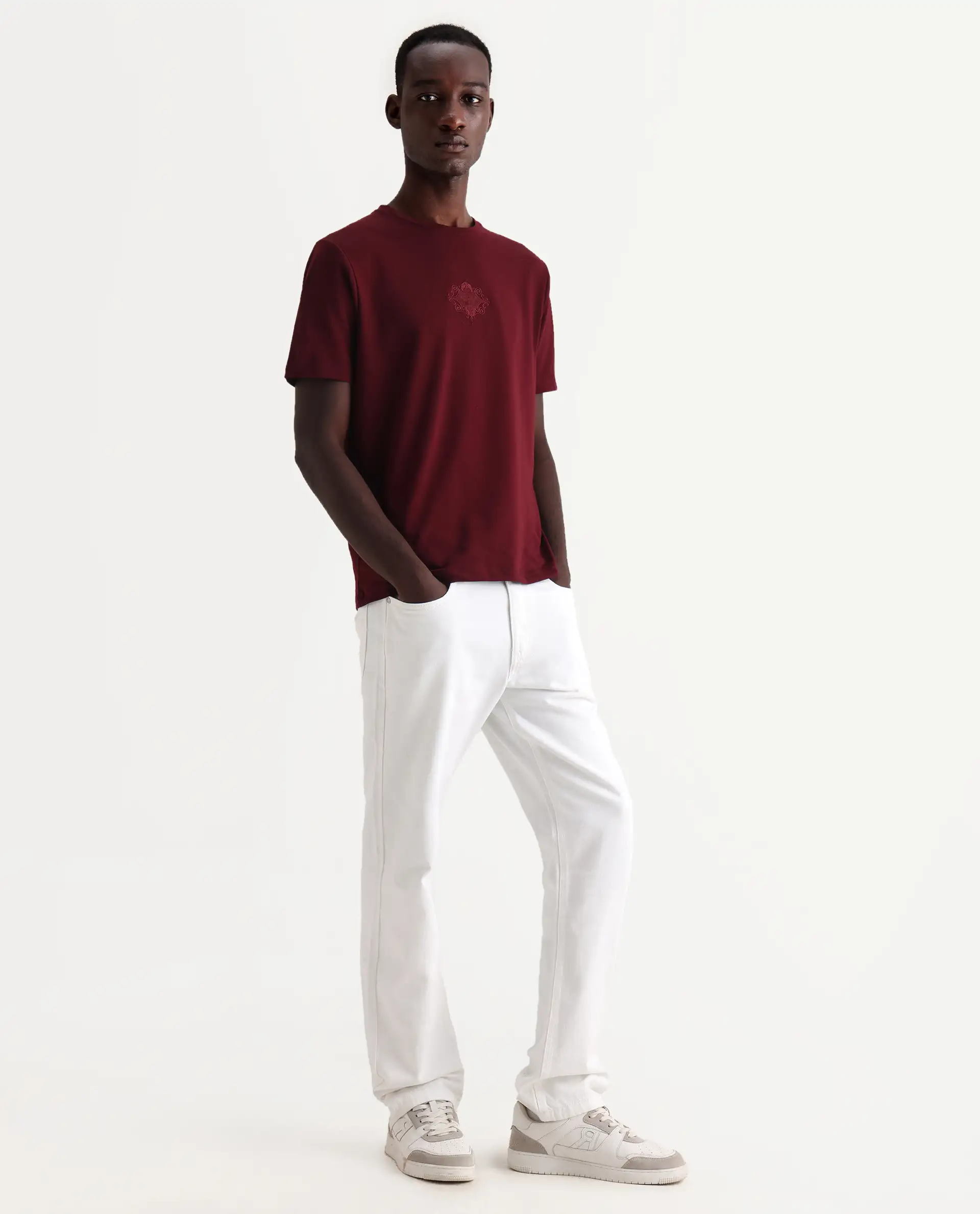 Rare Rabbit Men's Frost White Cotton Plain Morris Regular Fit Jeans - Image 6