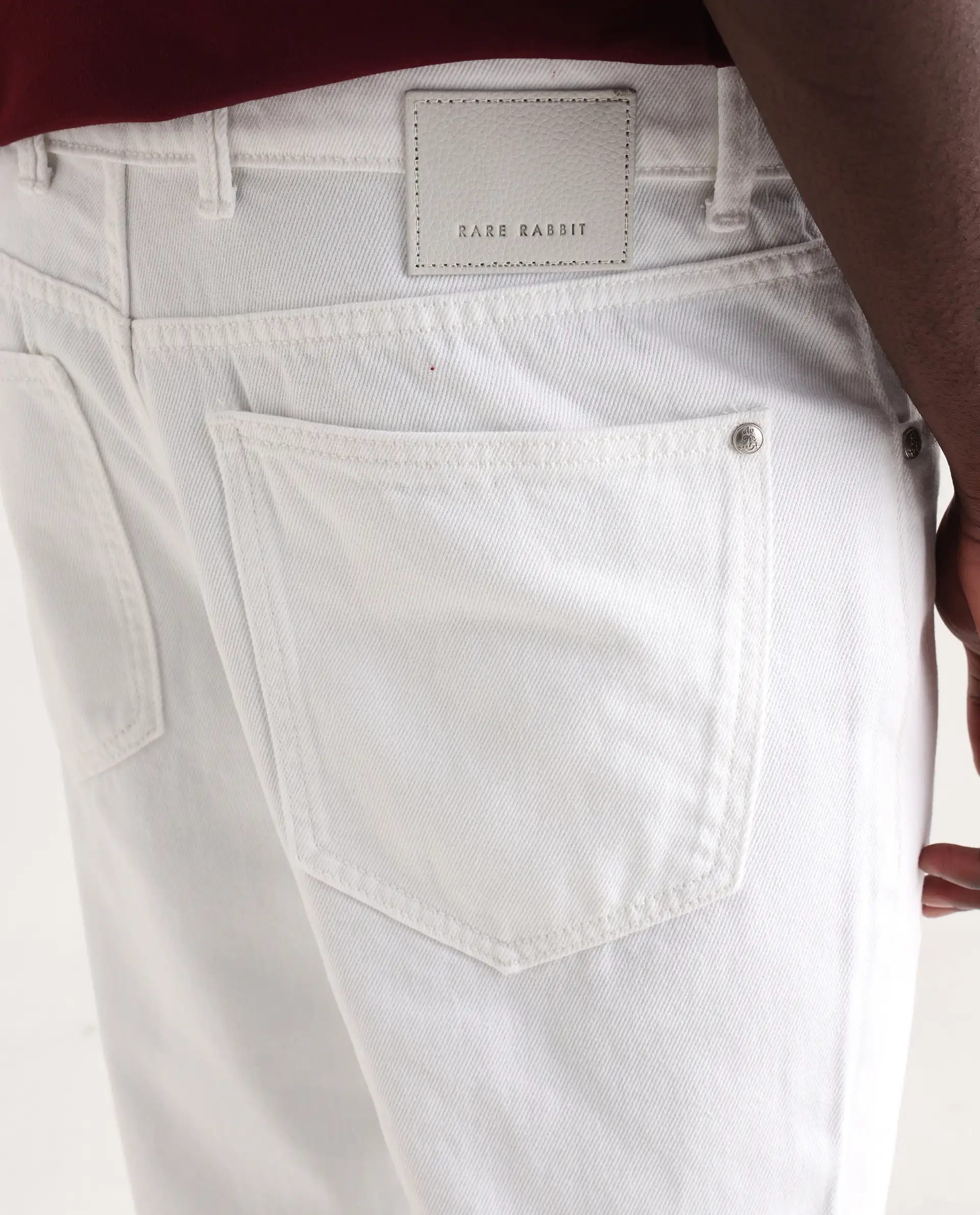Rare Rabbit Men's Frost White Cotton Plain Morris Regular Fit Jeans - Image 7