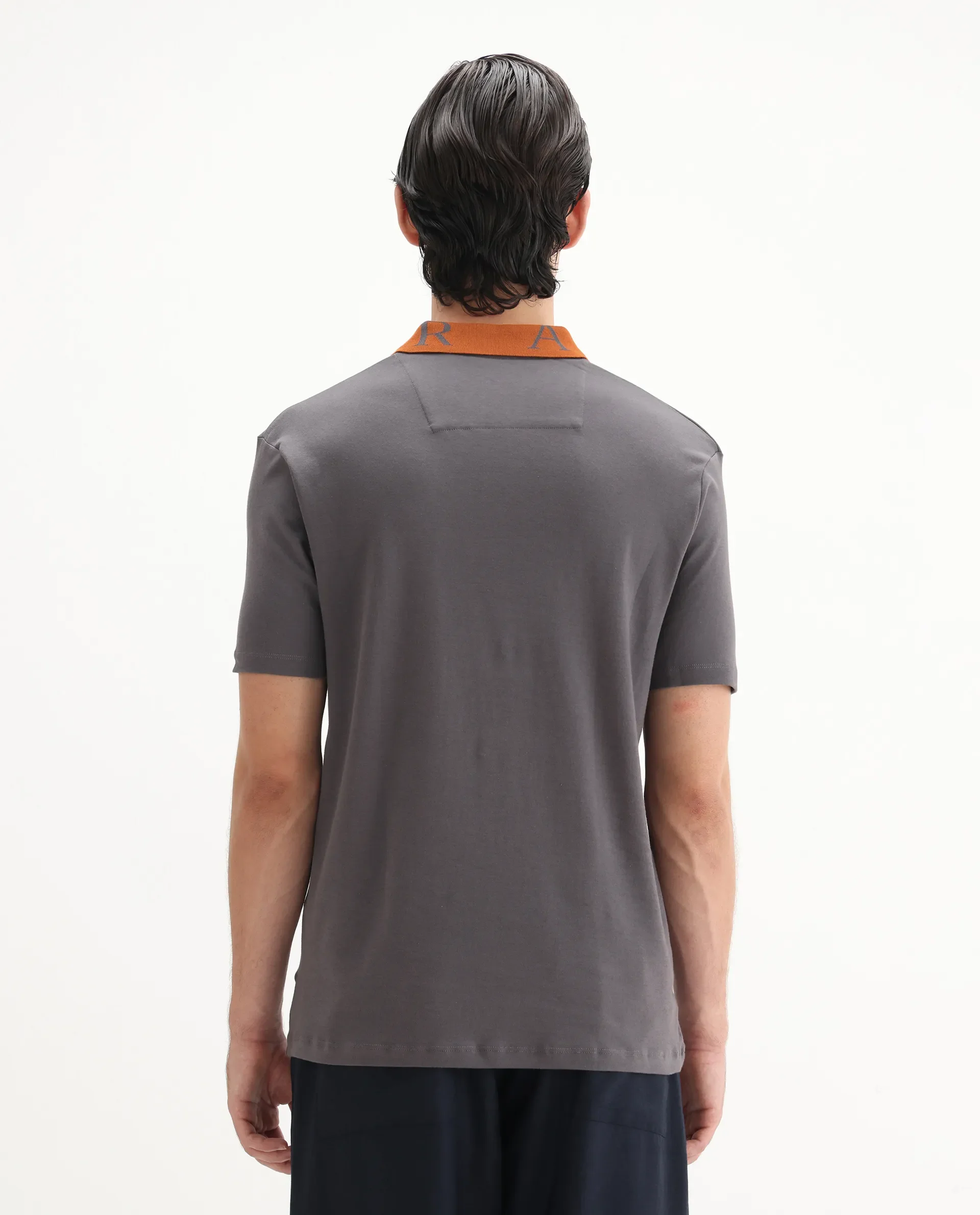 Rare Rabbit Men's Frow Grey Cotton Plain Regular Fit Half Sleeve Polo - Image 8