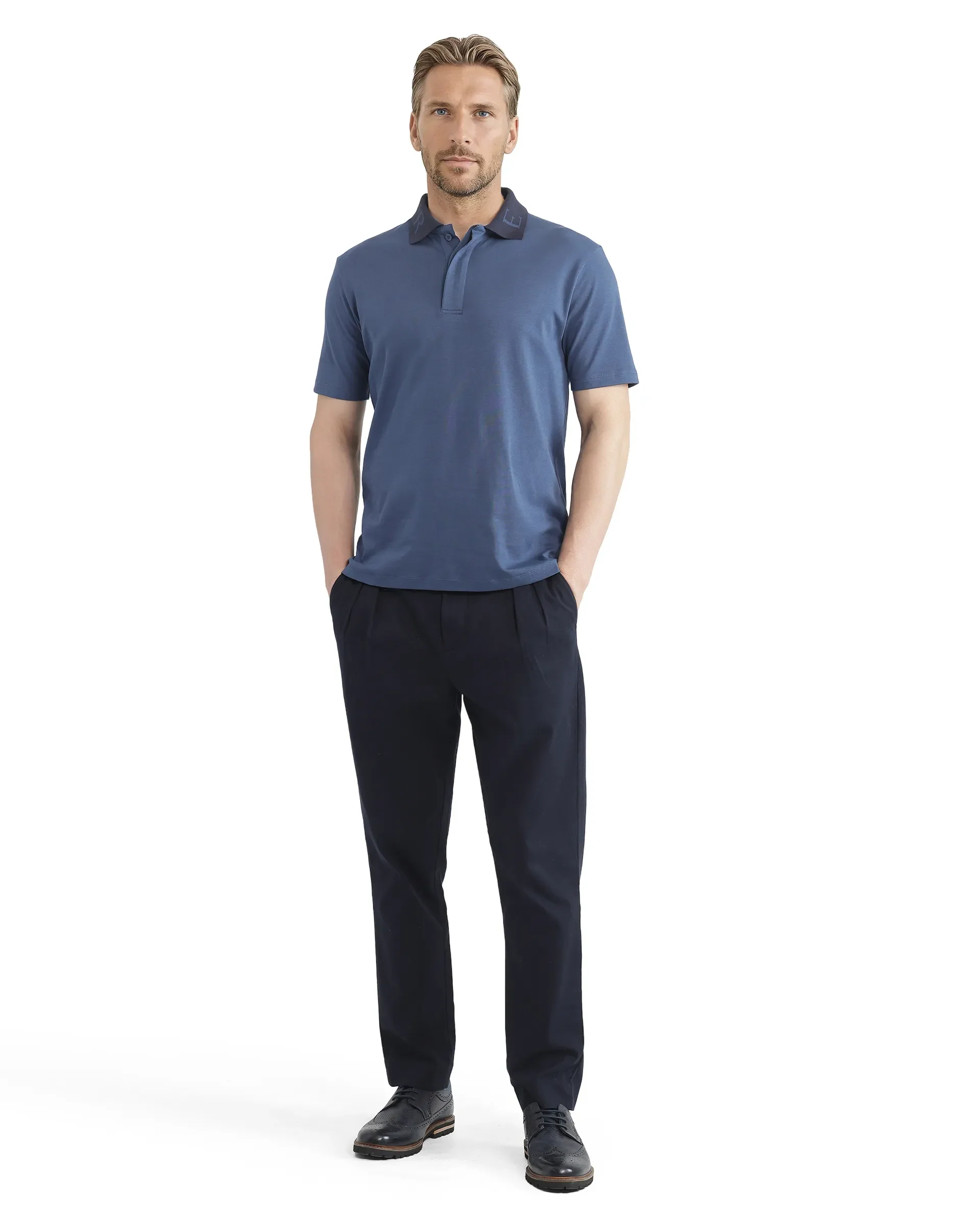 Rare Rabbit Men's Frow Light Blue Cotton Plain Regular Fit Half Sleeve Polo - Image 2