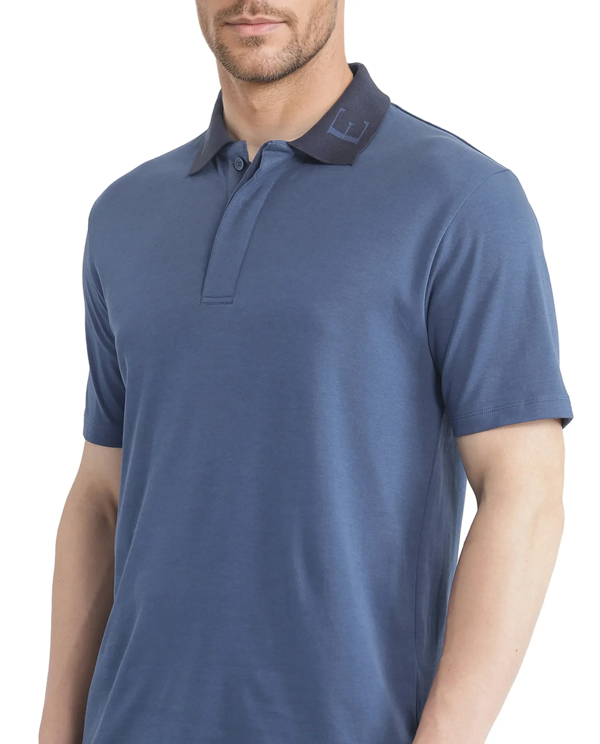 Rare Rabbit Men's Frow Light Blue Cotton Plain Regular Fit Half Sleeve Polo - Image 3