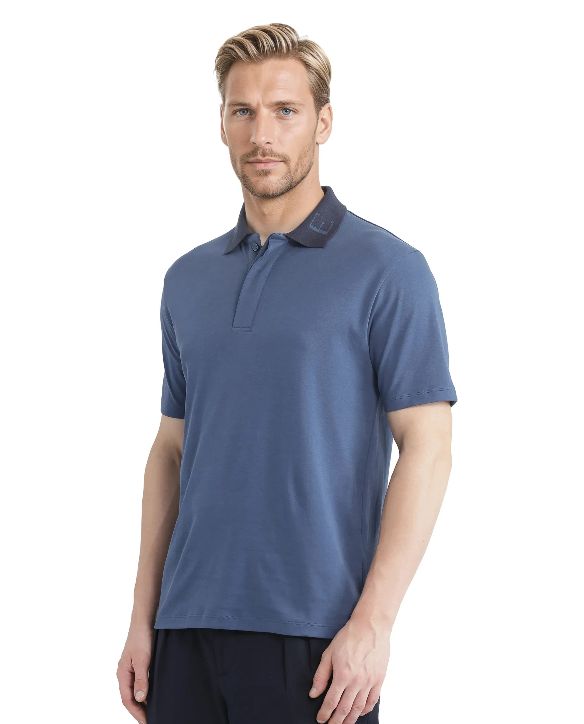 Rare Rabbit Men's Frow Light Blue Cotton Plain Regular Fit Half Sleeve Polo - Image 5