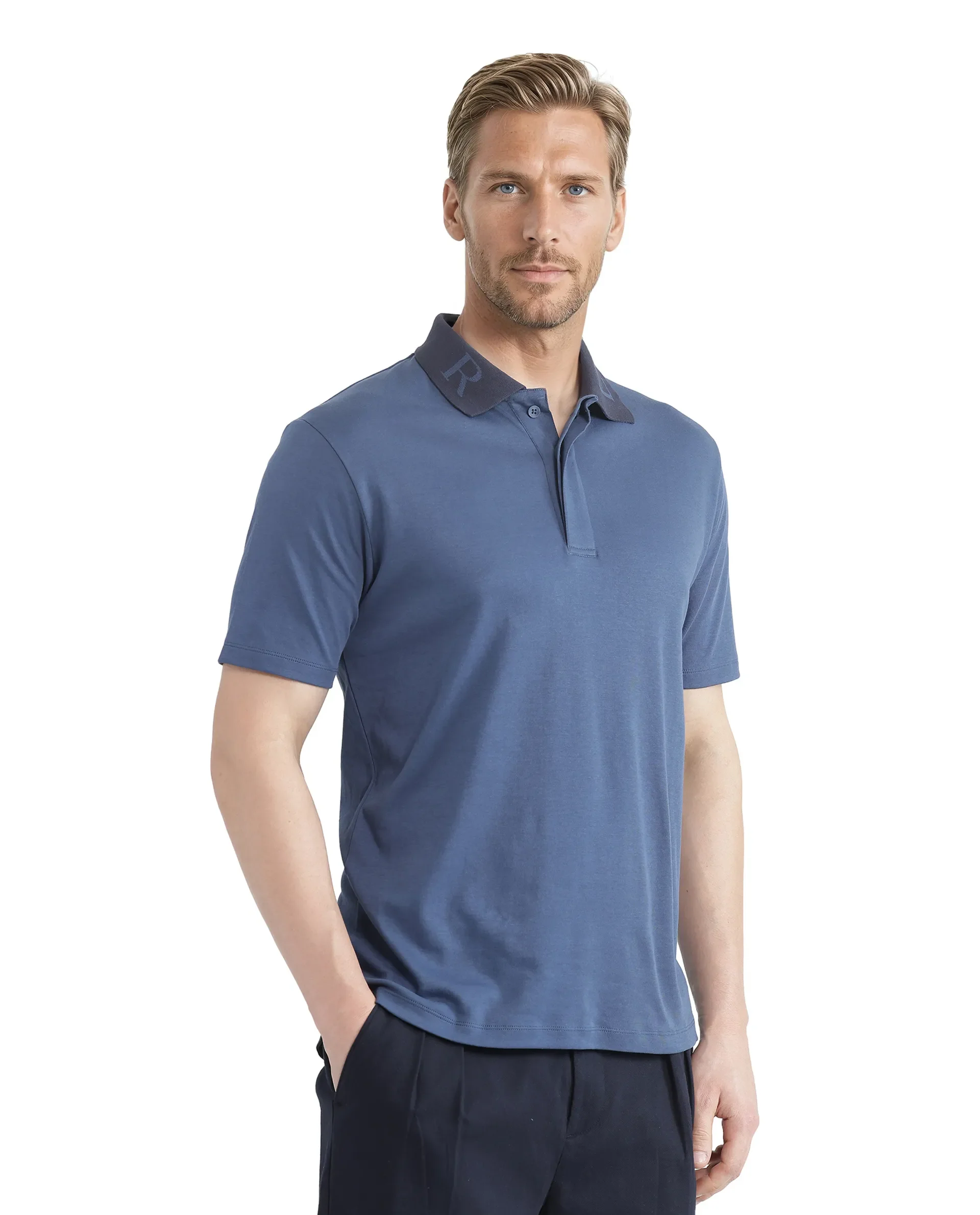 Rare Rabbit Men's Frow Light Blue Cotton Plain Regular Fit Half Sleeve Polo - Image 6
