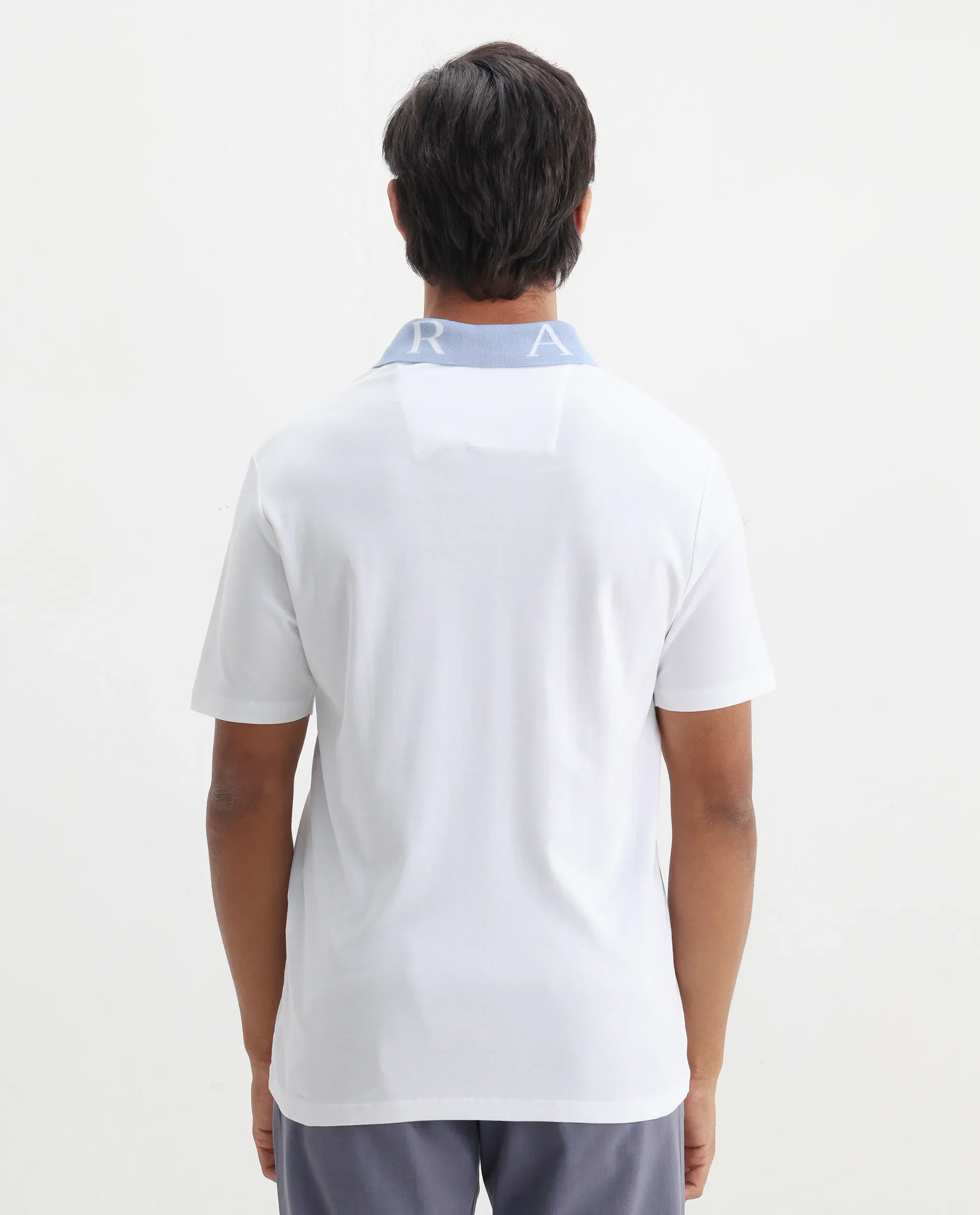 Rare Rabbit Men's Frow White Cotton Plain Regular Fit Half Sleeve Polo - Image 6