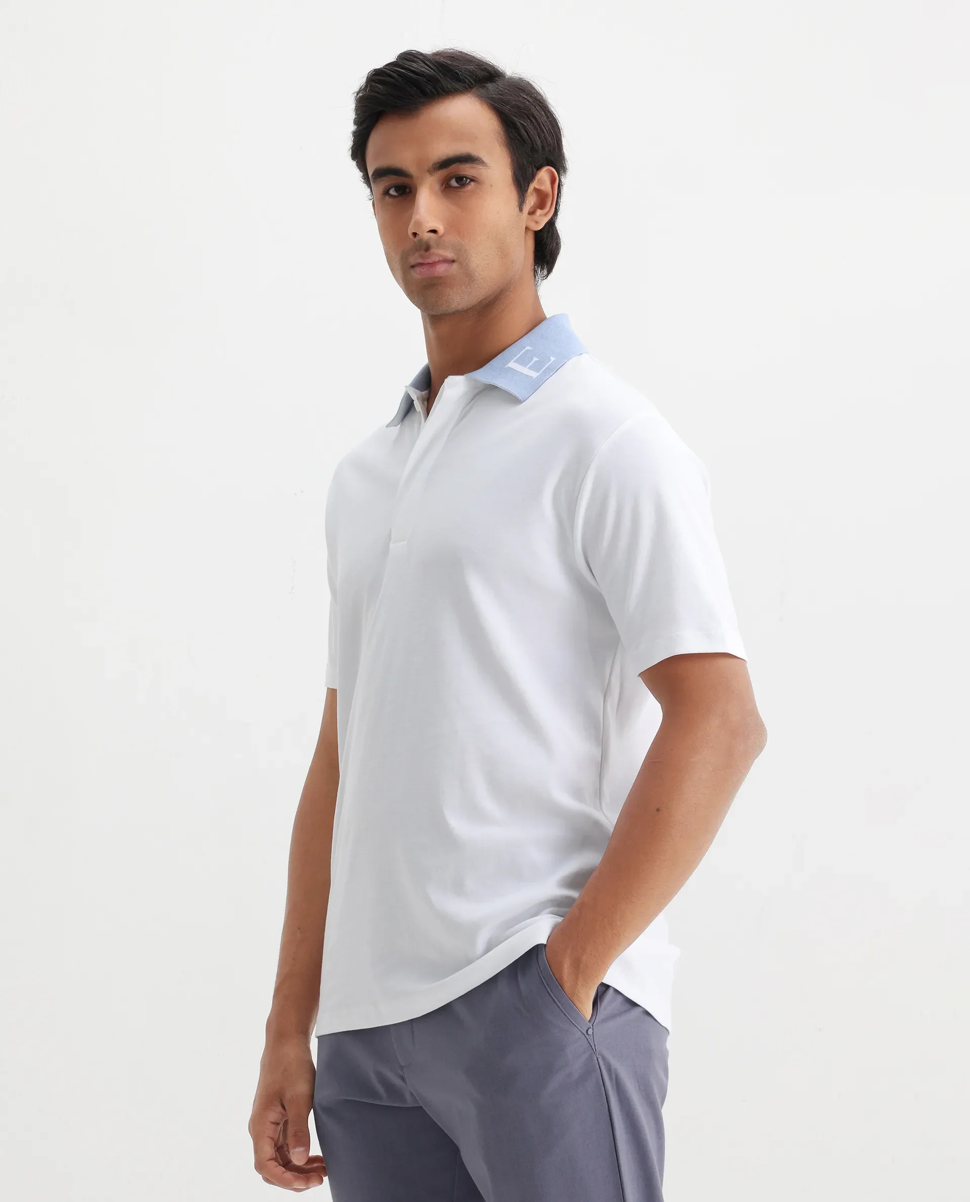 Rare Rabbit Men's Frow White Cotton Plain Regular Fit Half Sleeve Polo - Image 7