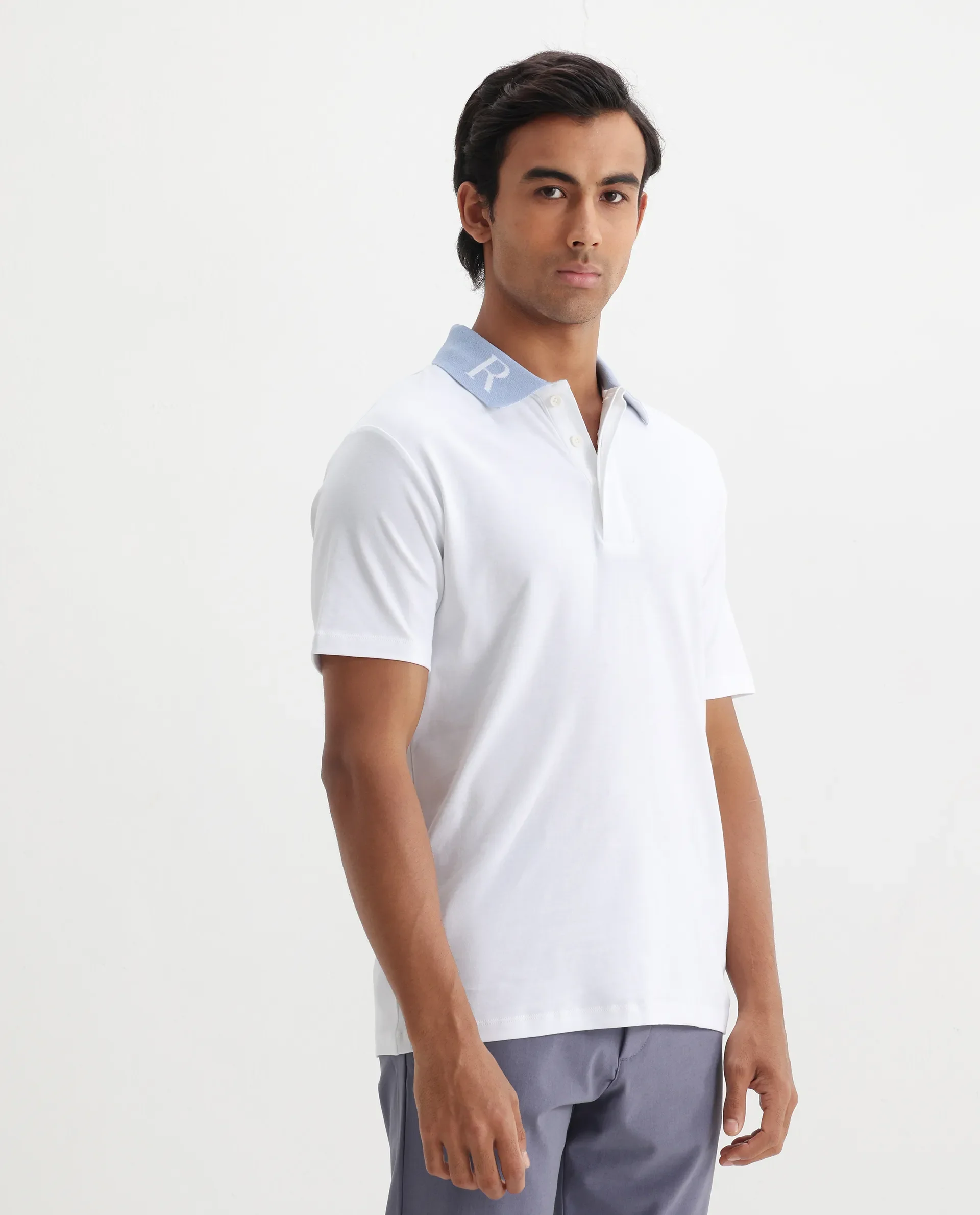 Rare Rabbit Men's Frow White Cotton Plain Regular Fit Half Sleeve Polo - Image 8