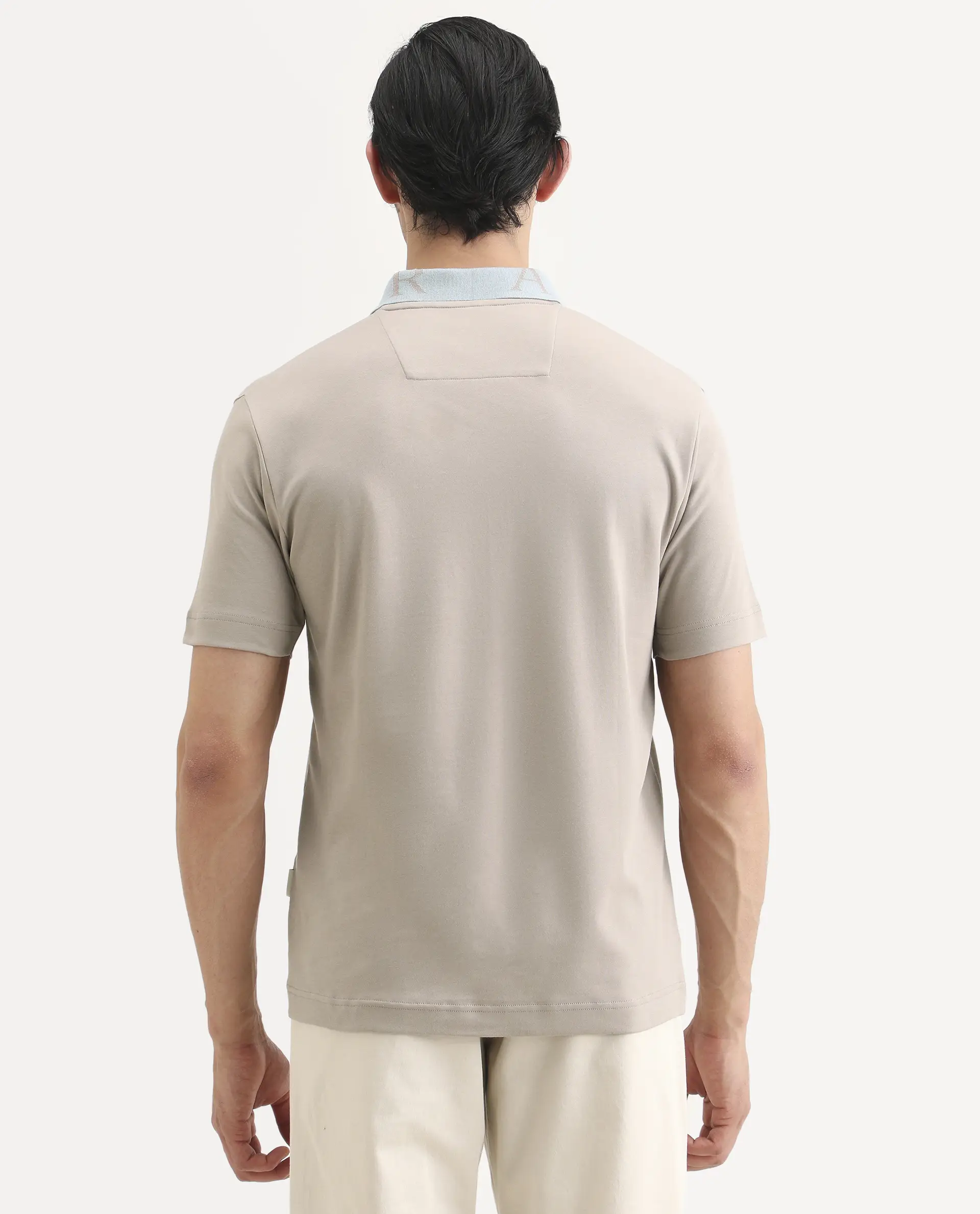 Rare Rabbit Men's Frow-S26 Beige Cotton Fabric Half Sleeve Spread Collar Regular Fit Plain Polo - Image 7