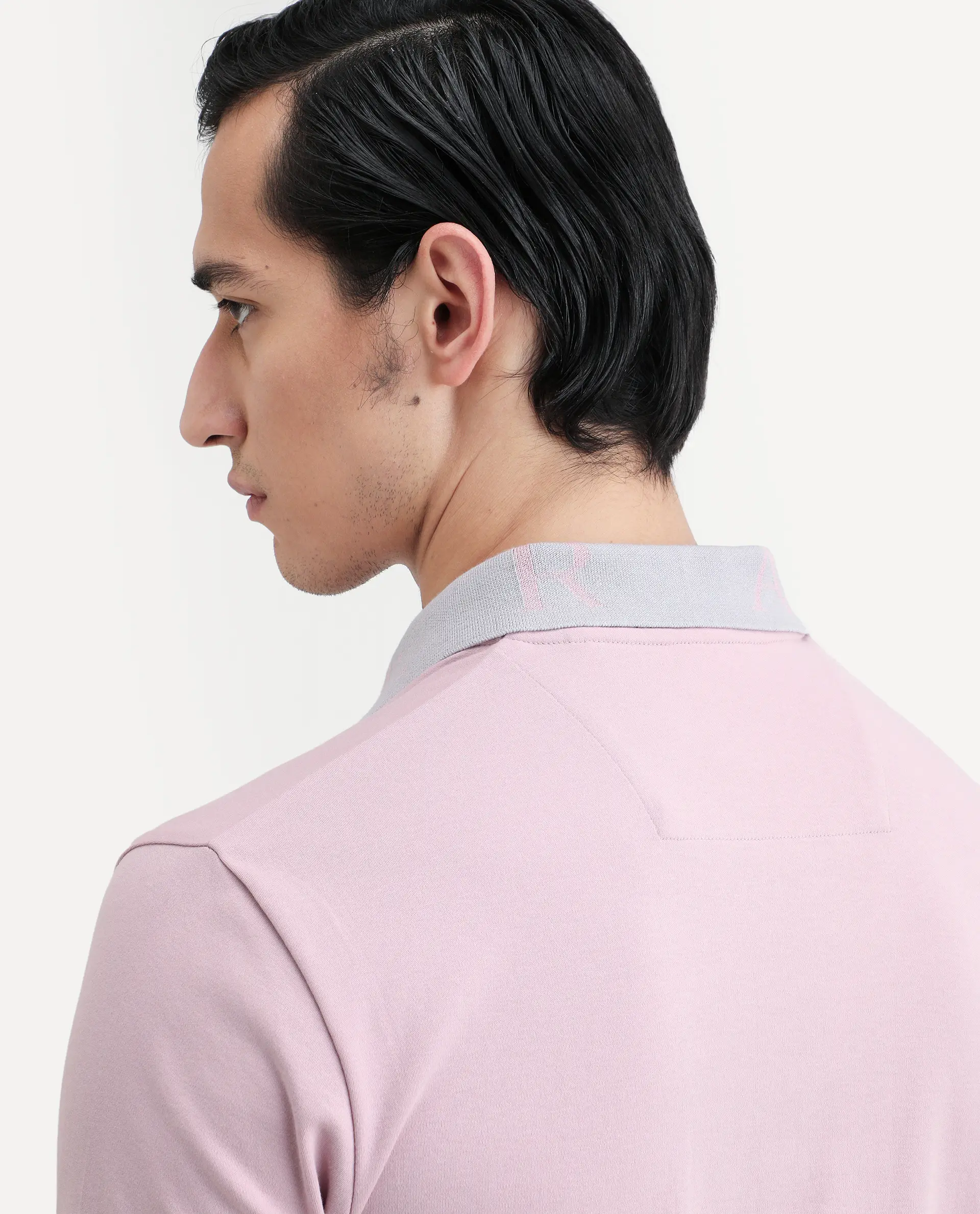 Rare Rabbit Men's Frow-S26 Dusky Pink Cotton Fabric Half Sleeve Spread Collar Regular Fit Plain Polo - Image 5