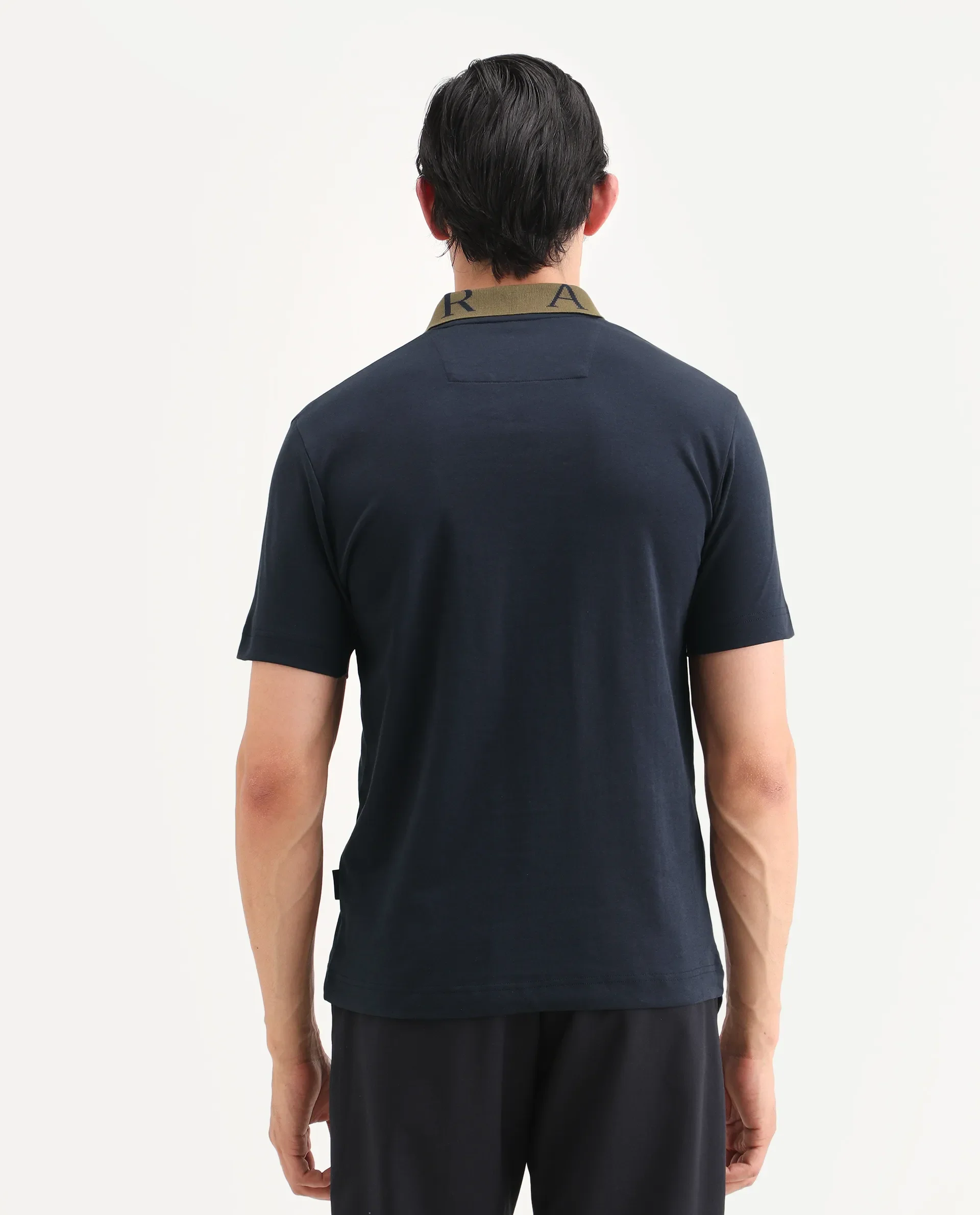 Rare Rabbit Men's Frow-S26 Navy Cotton Fabric Half Sleeve Spread Collar Regular Fit Plain Polo - Image 7