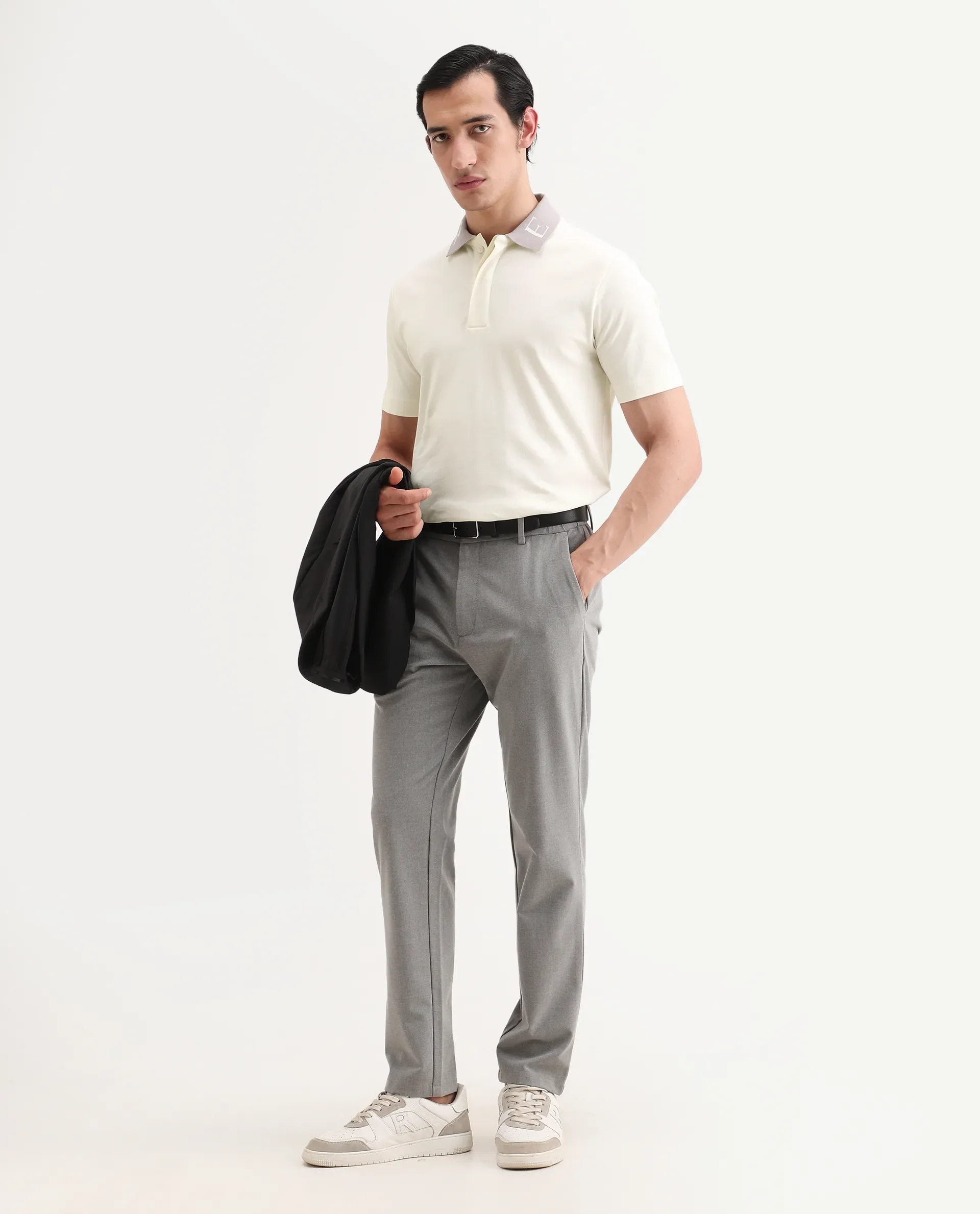 Rare Rabbit Men's Frow-S26 Off White Cotton Fabric Half Sleeve Spread Collar Regular Fit Plain Polo - Image 2