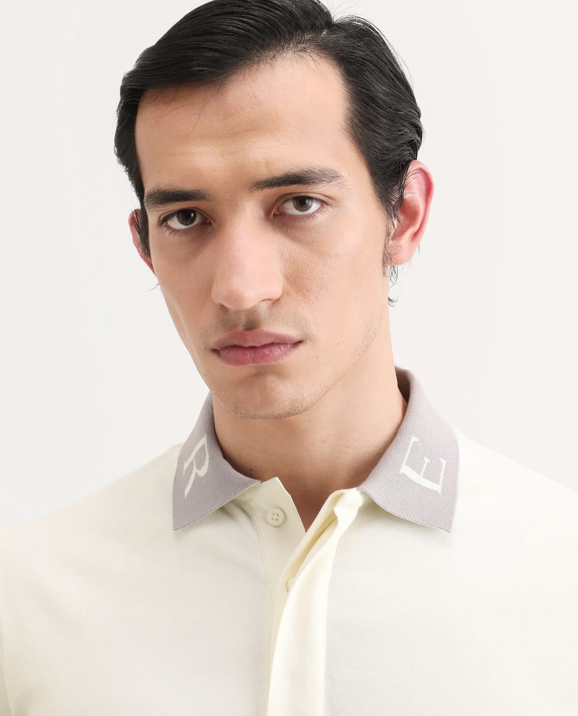 Rare Rabbit Men's Frow-S26 Off White Cotton Fabric Half Sleeve Spread Collar Regular Fit Plain Polo - Image 5