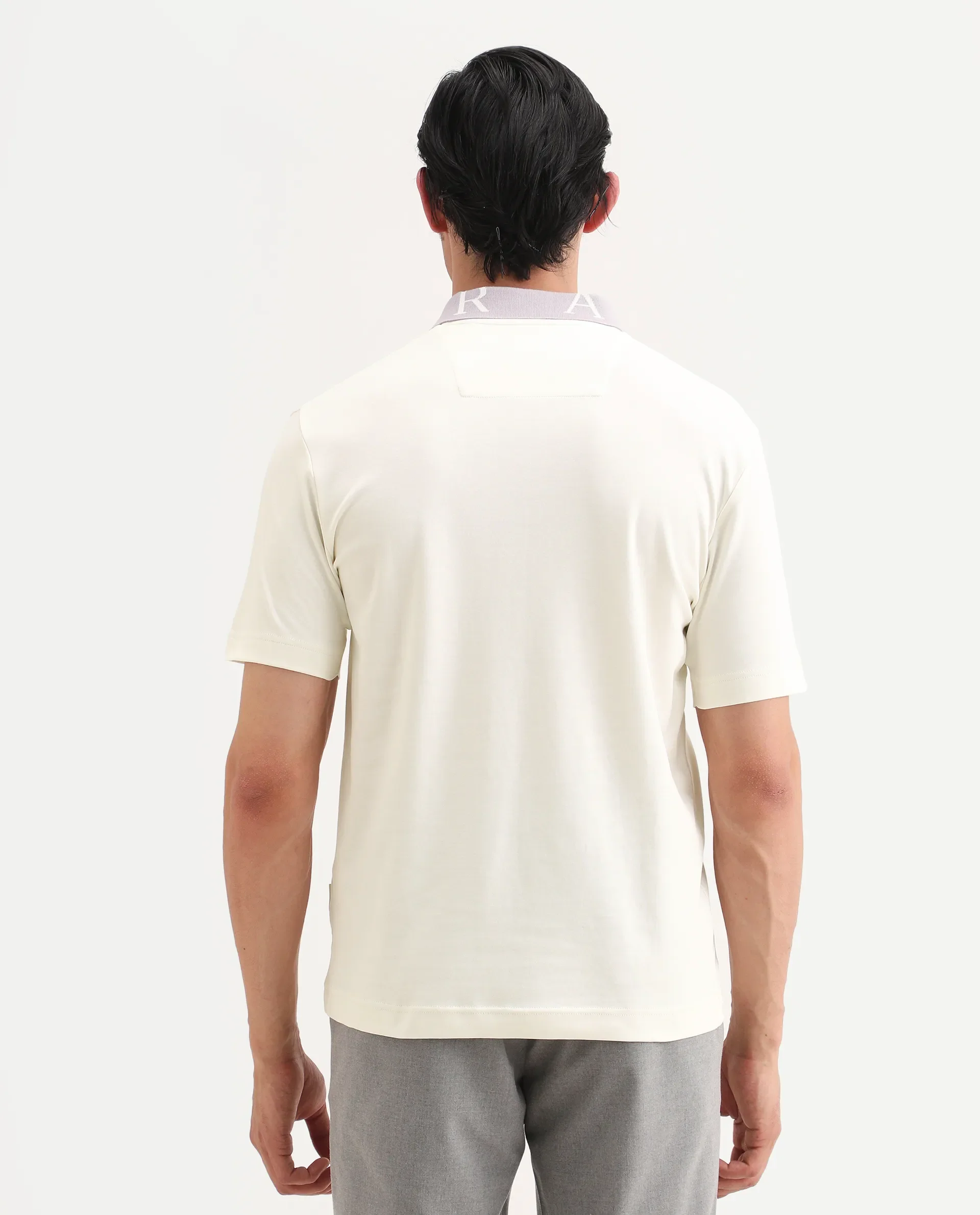 Rare Rabbit Men's Frow-S26 Off White Cotton Fabric Half Sleeve Spread Collar Regular Fit Plain Polo - Image 8