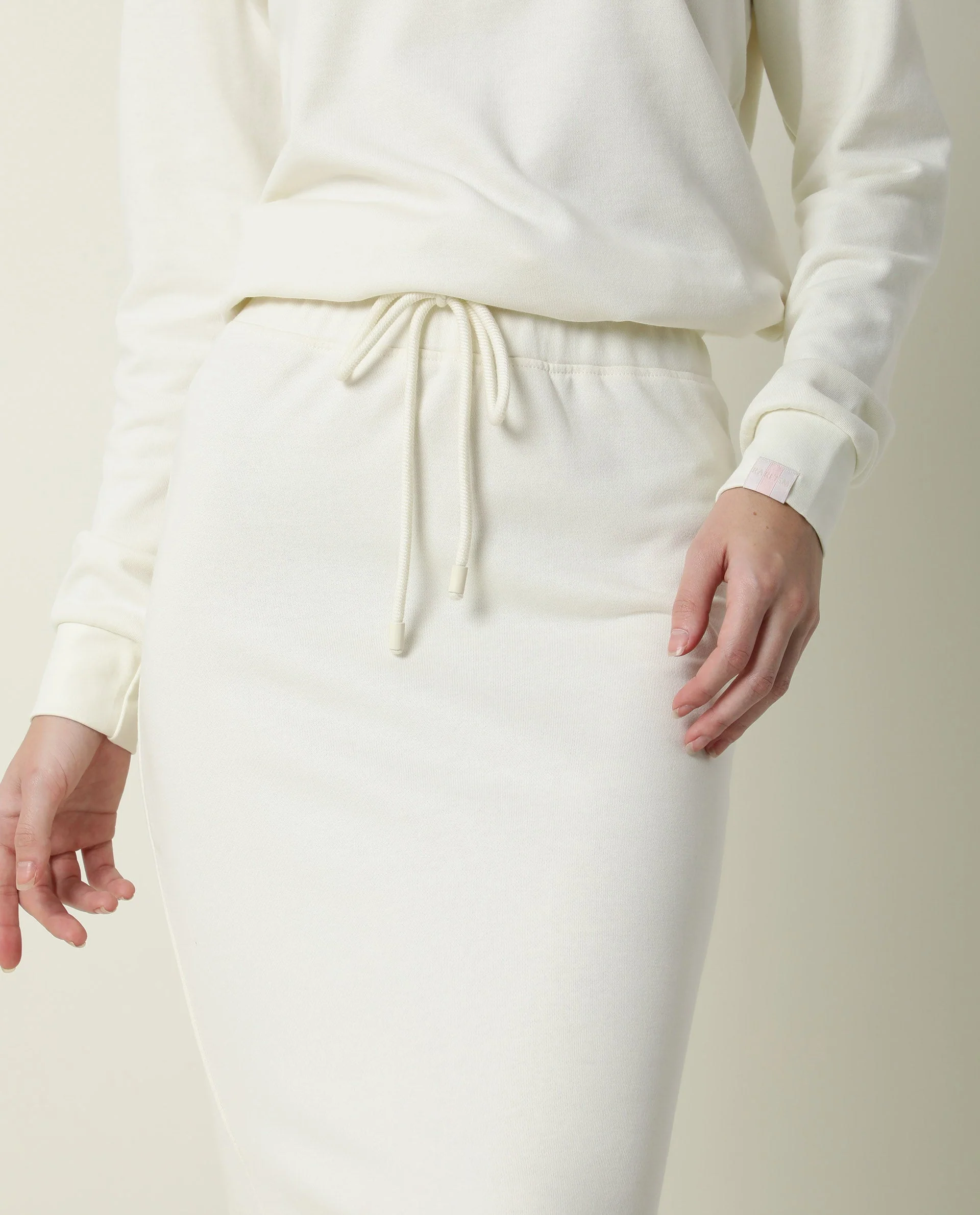 Rareism Women's Fudge-1 Offwhite Polyester Blend Plain Midi Tailored Skirt - Image 2