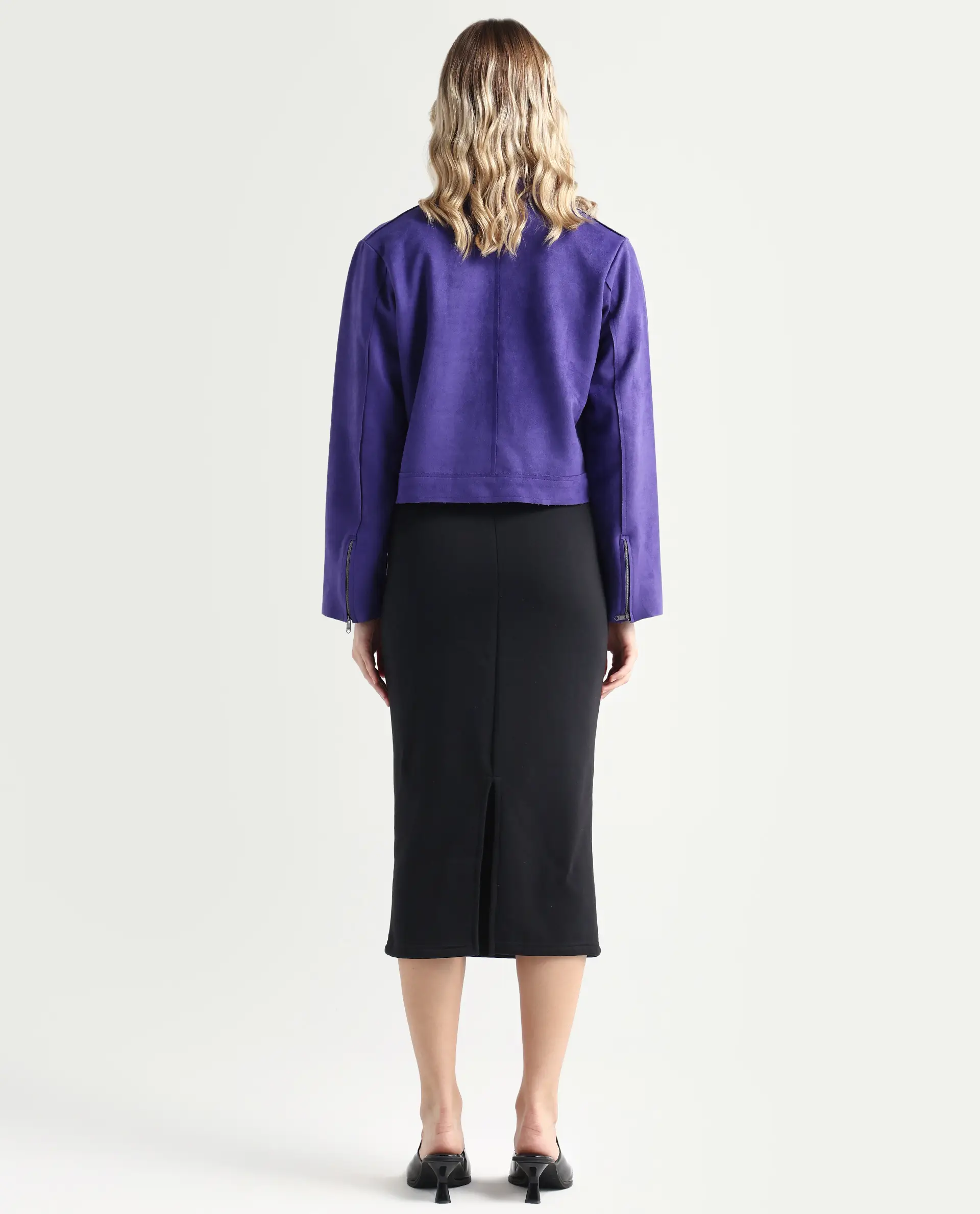 Rareism Women's Fudge Black Polyester Blend Plain Midi Tailored Skirt - Image 8