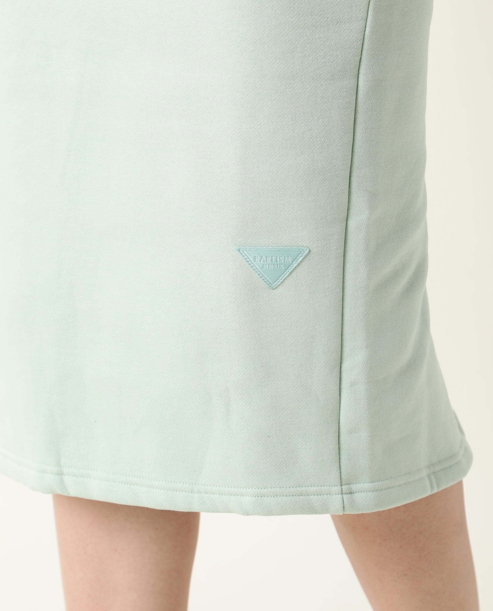 Rareism Women's Fudge Green Polyester Blend Plain Midi Tailored Skirt - Image 3