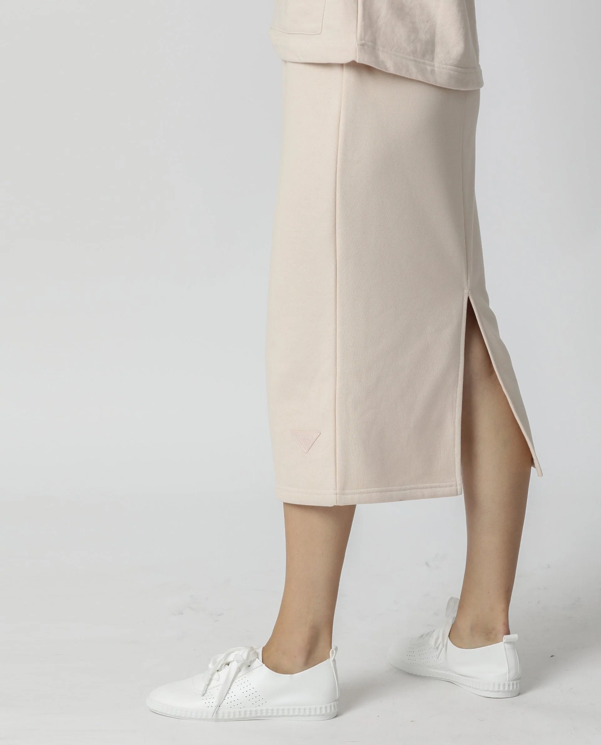 Rareism Women's Fudge Beige Polyester Blend Plain Midi Tailored Skirt - Image 9