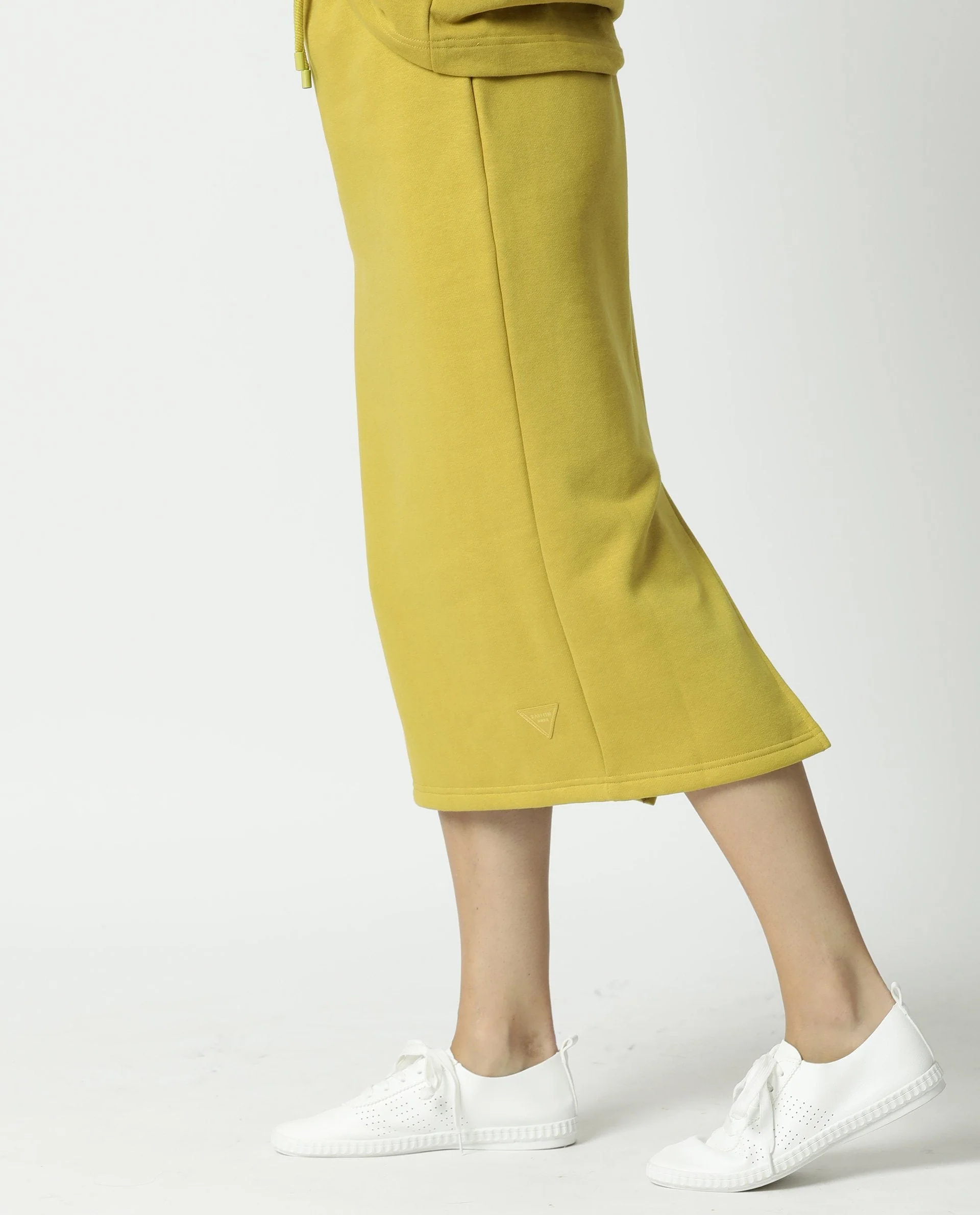 Rareism Women's Fudge Yellow Polyester Blend Plain Midi Tailored Skirt - Image 7