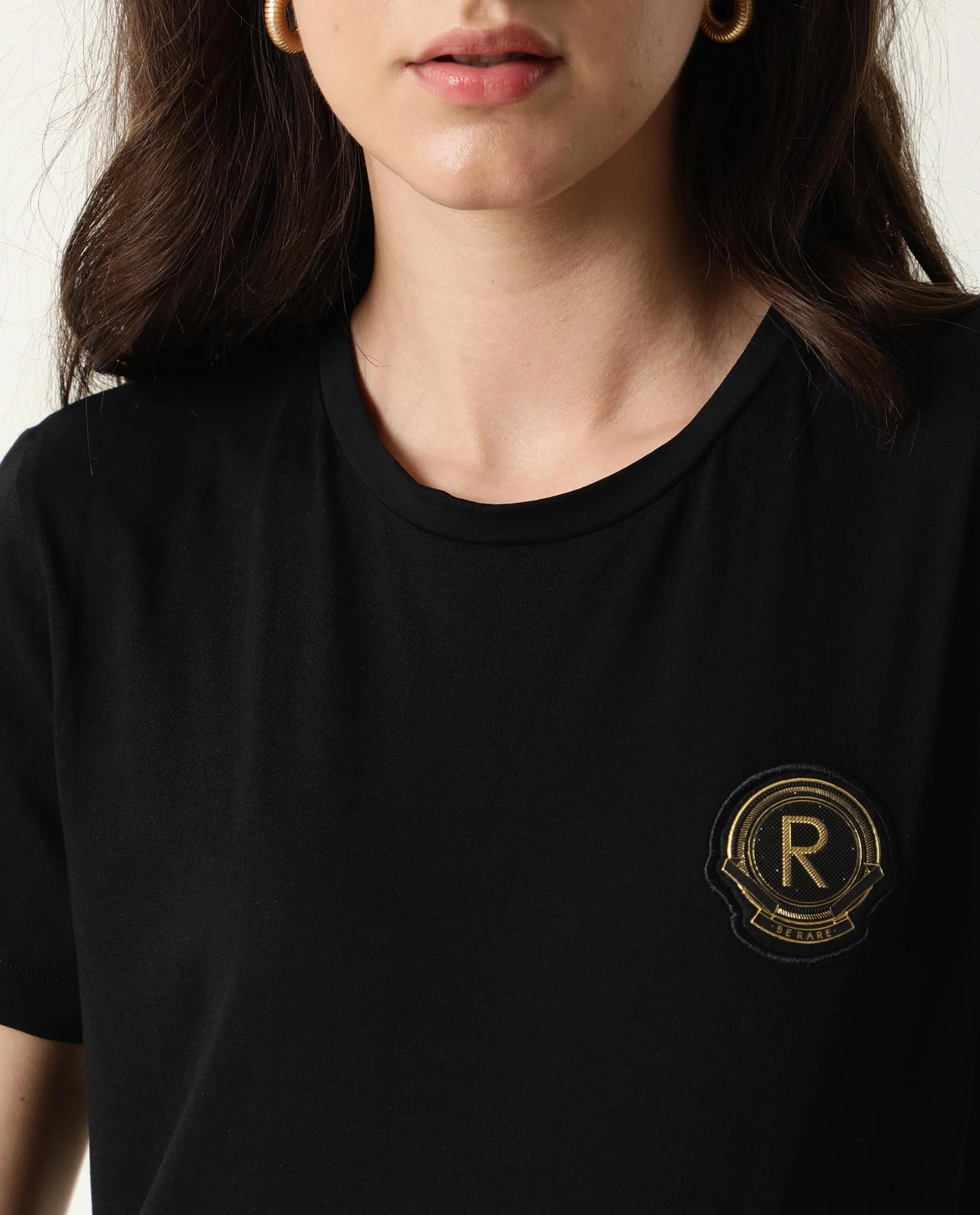 Rareism Women's Fuji Black Cotton Crew Neck Graphic Print Regular Fit T-Shirt - Image 3