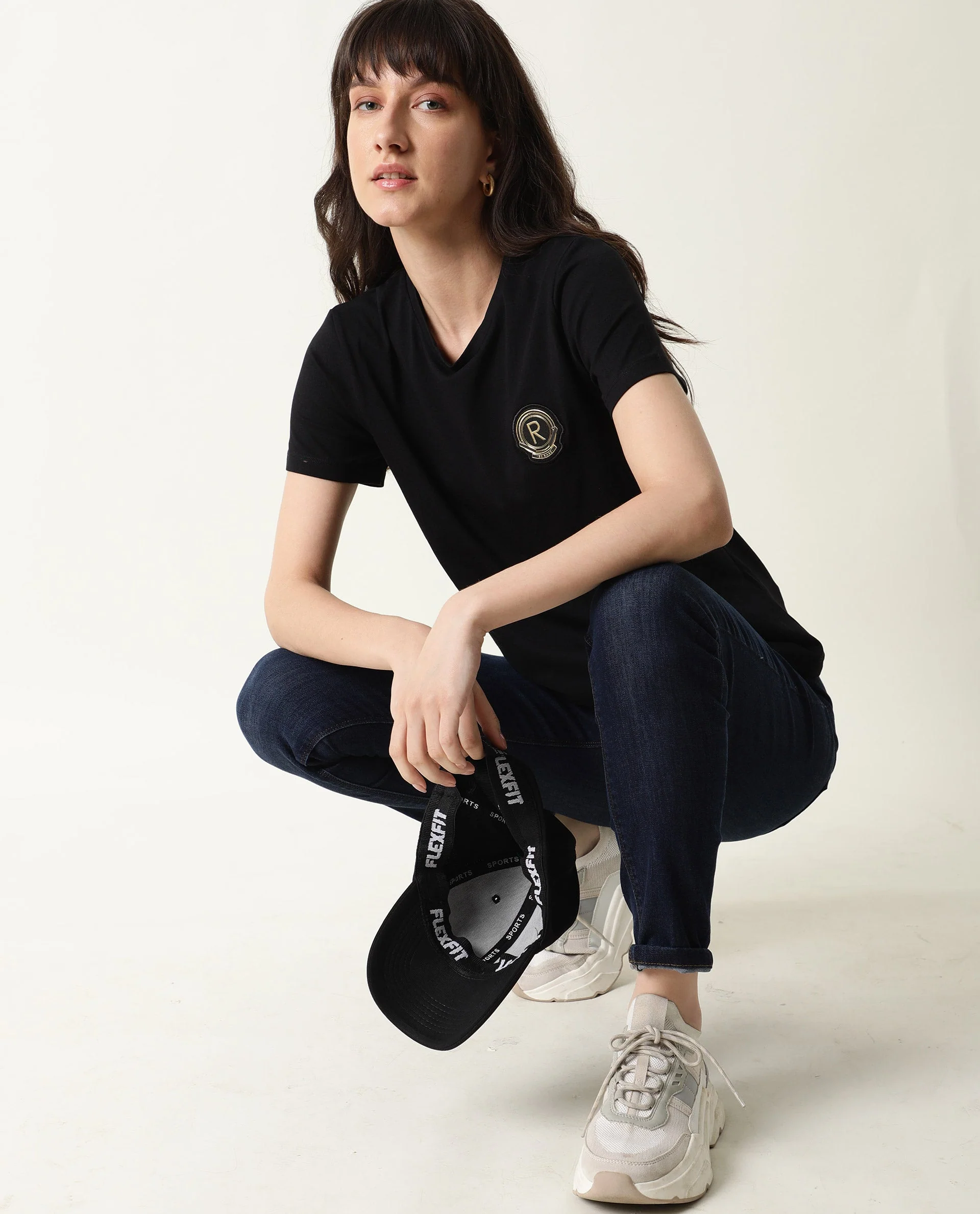 Rareism Women's Fuji Black Cotton Crew Neck Graphic Print Regular Fit T-Shirt - Image 6