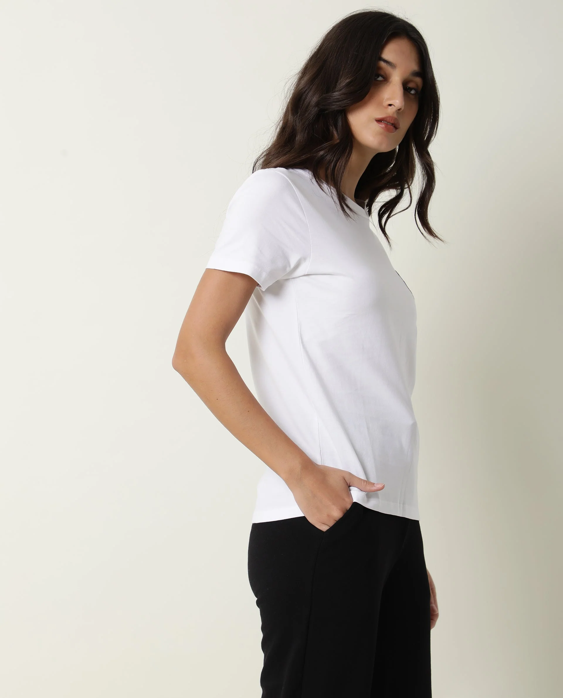 Rareism Women's Fuji Offwhite Cotton Crew Neck Graphic Print Regular Fit T-Shirt - Image 5