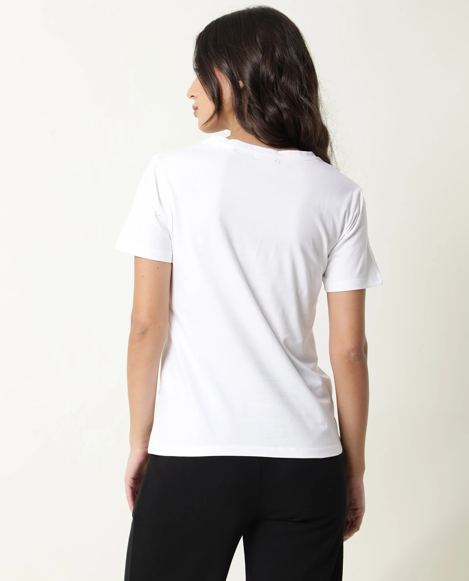 Rareism Women's Fuji Offwhite Cotton Crew Neck Graphic Print Regular Fit T-Shirt - Image 7