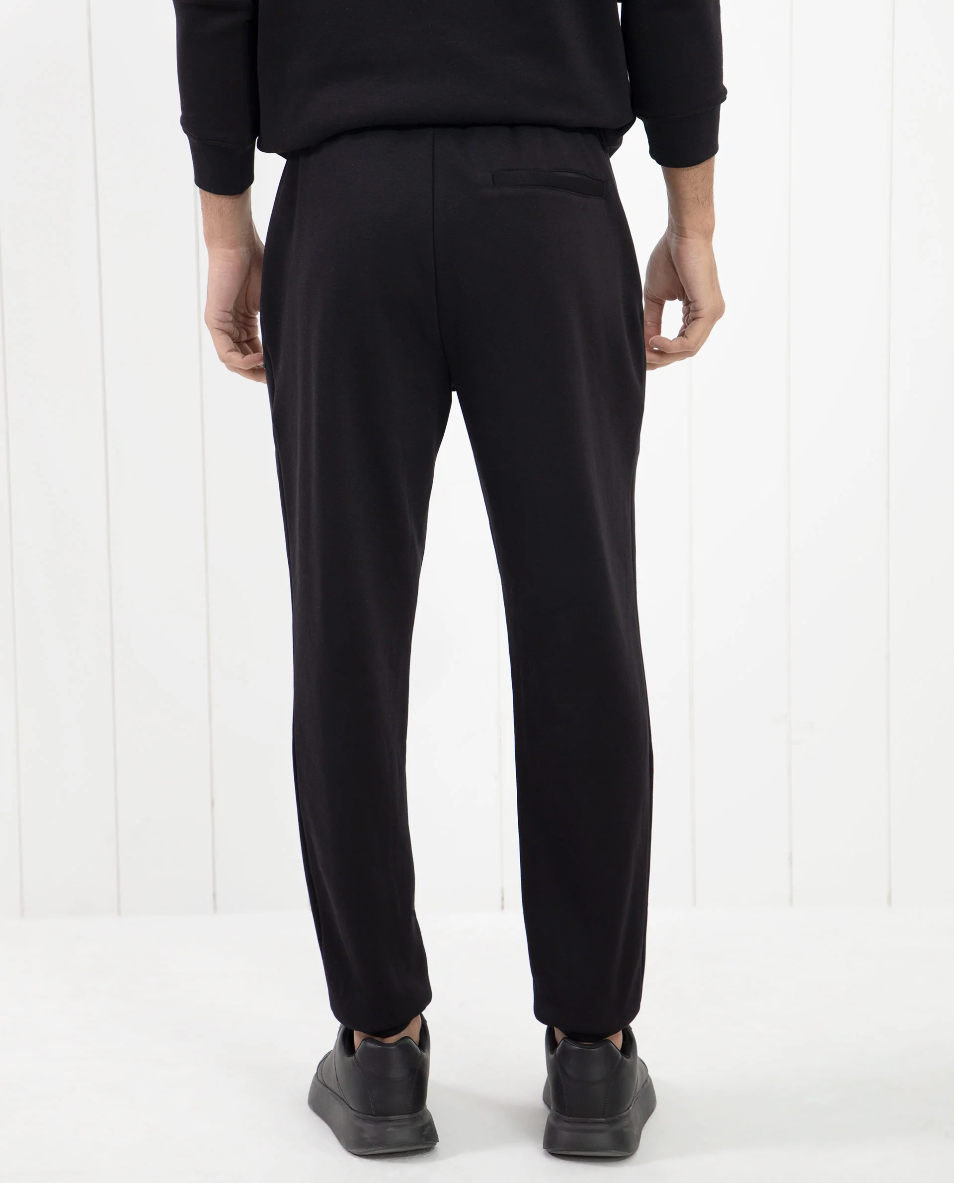 Rare Rabbit Men's Fulham Black Cotton Plain Regular Fit Track Pant - Image 3