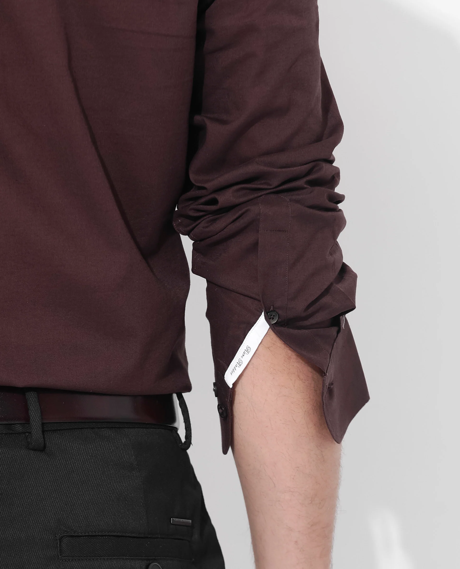 Rare Rabbit Men's Fullsleen Brown Cotton Plain Regular Fit Full Sleeve Collared Shirt - Image 4