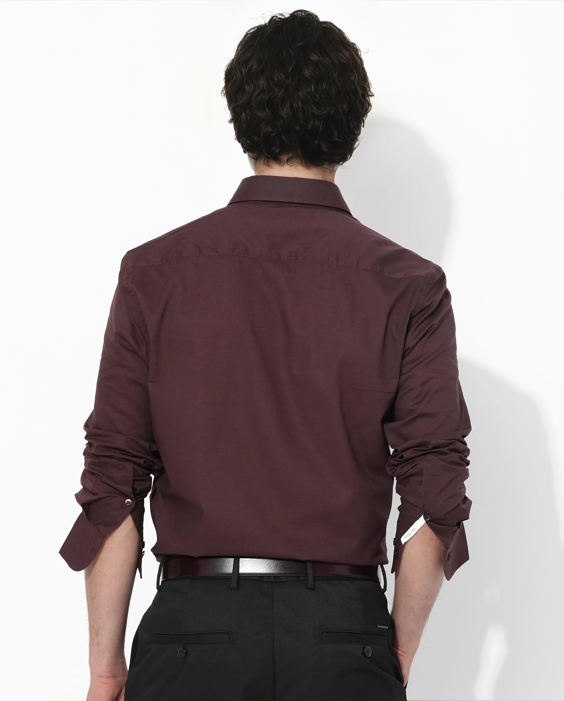 Rare Rabbit Men's Fullsleen Brown Cotton Plain Regular Fit Full Sleeve Collared Shirt - Image 7