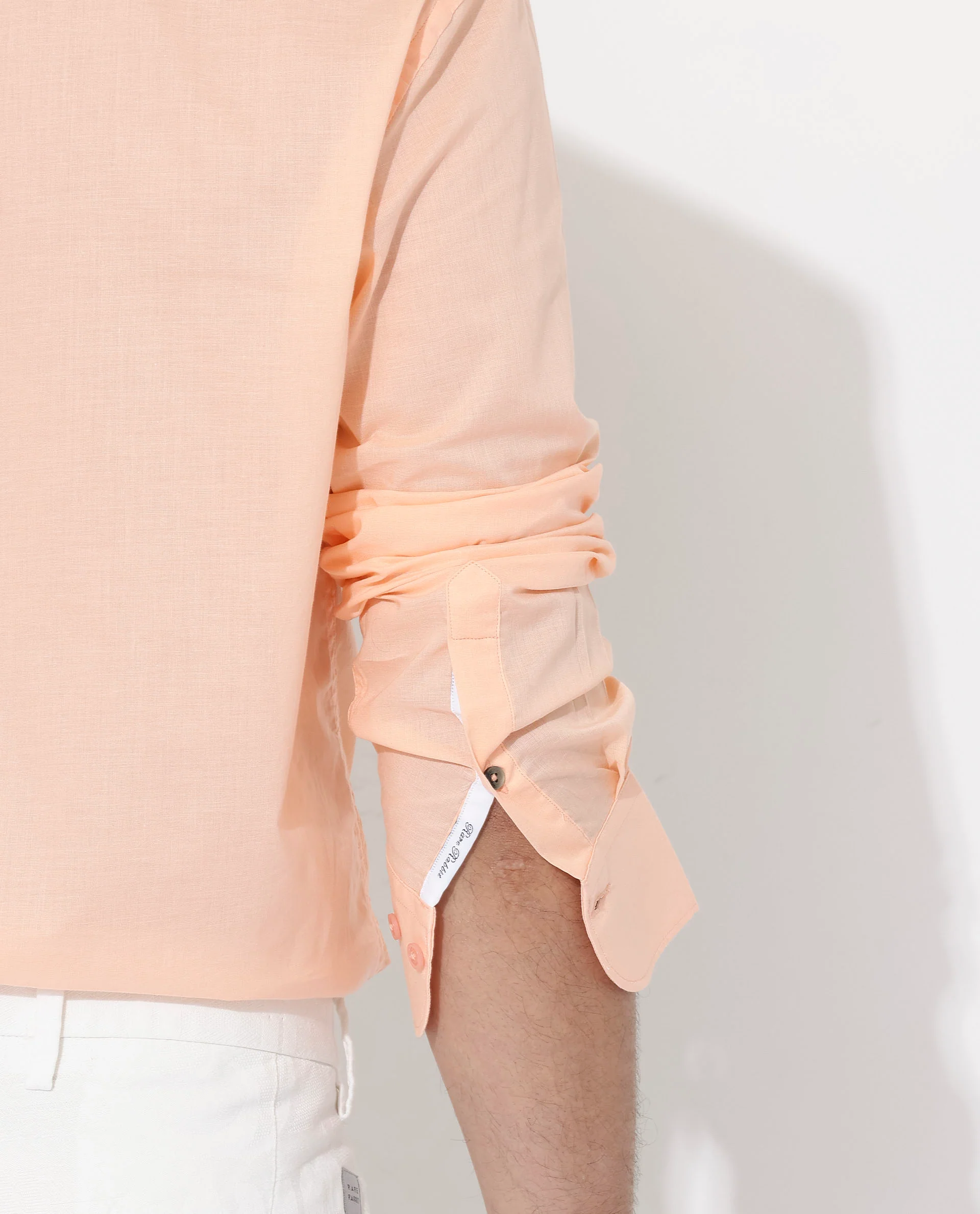 Rare Rabbit Men's Fullsleen Pastel Orange Cotton Plain Regular Fit Full Sleeve Collared Shirt - Image 5