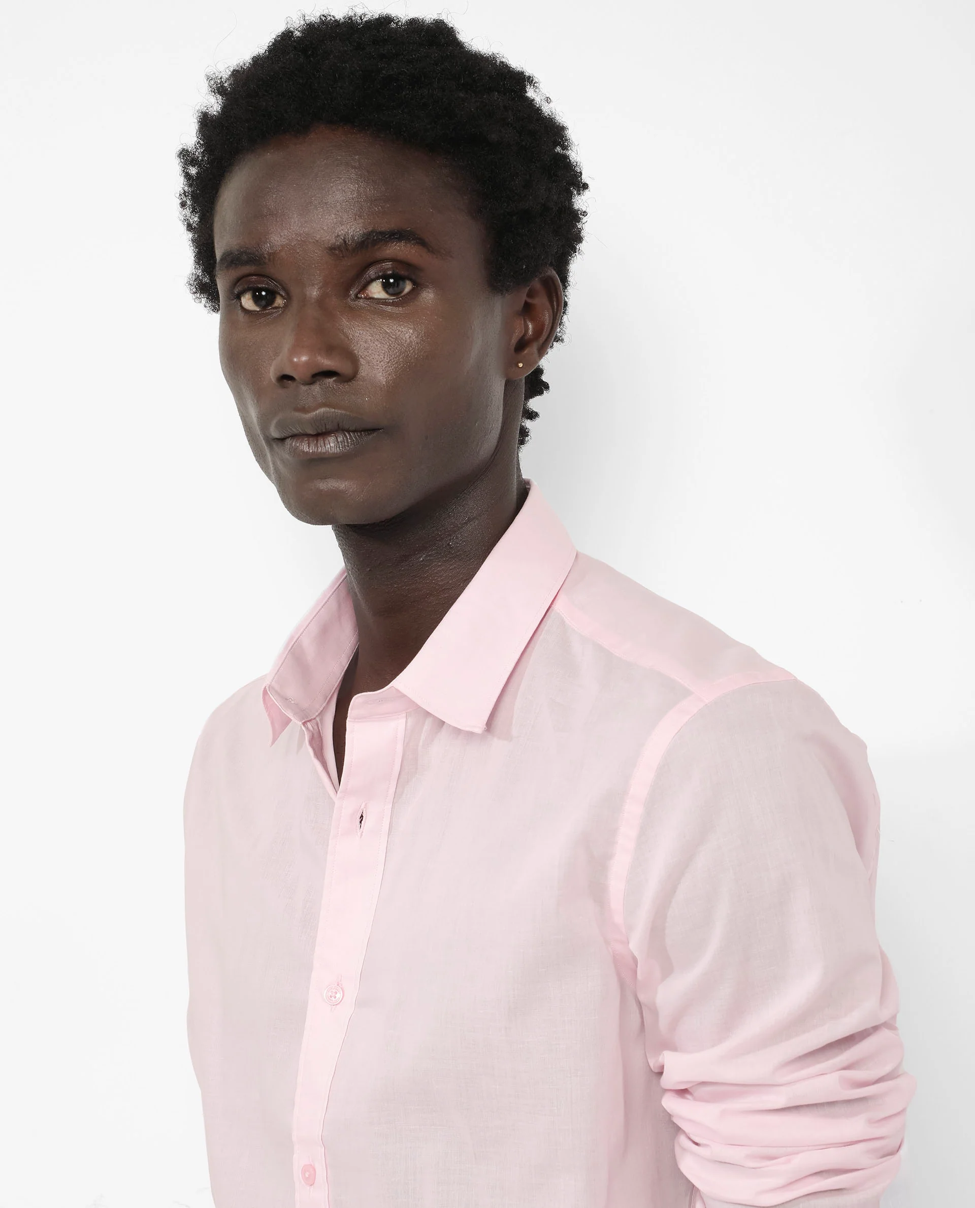 Rare Rabbit Men's Fullsleen Pastel Pink Cotton Plain Regular Fit Full Sleeve Collared Shirt - Image 5