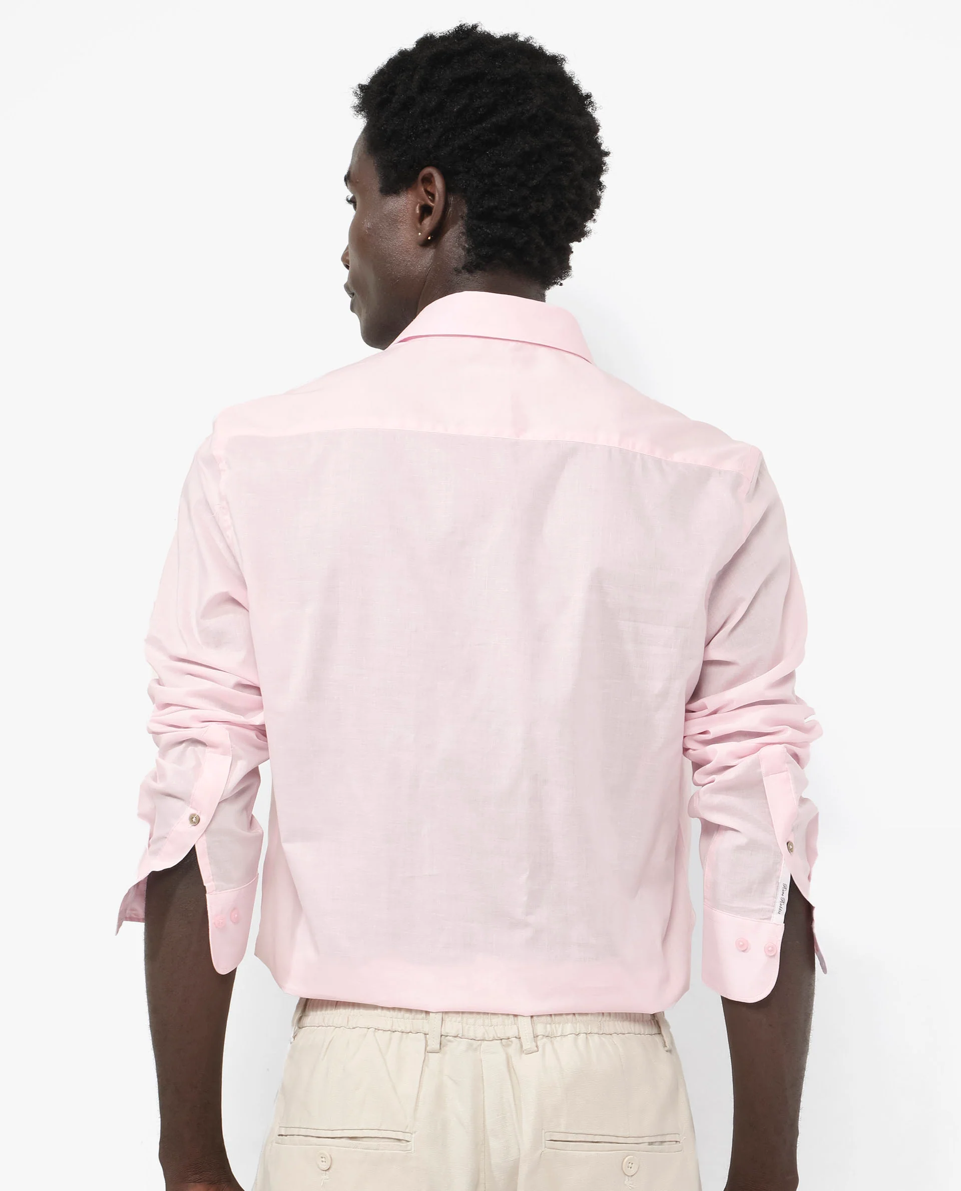 Rare Rabbit Men's Fullsleen Pastel Pink Cotton Plain Regular Fit Full Sleeve Collared Shirt - Image 8