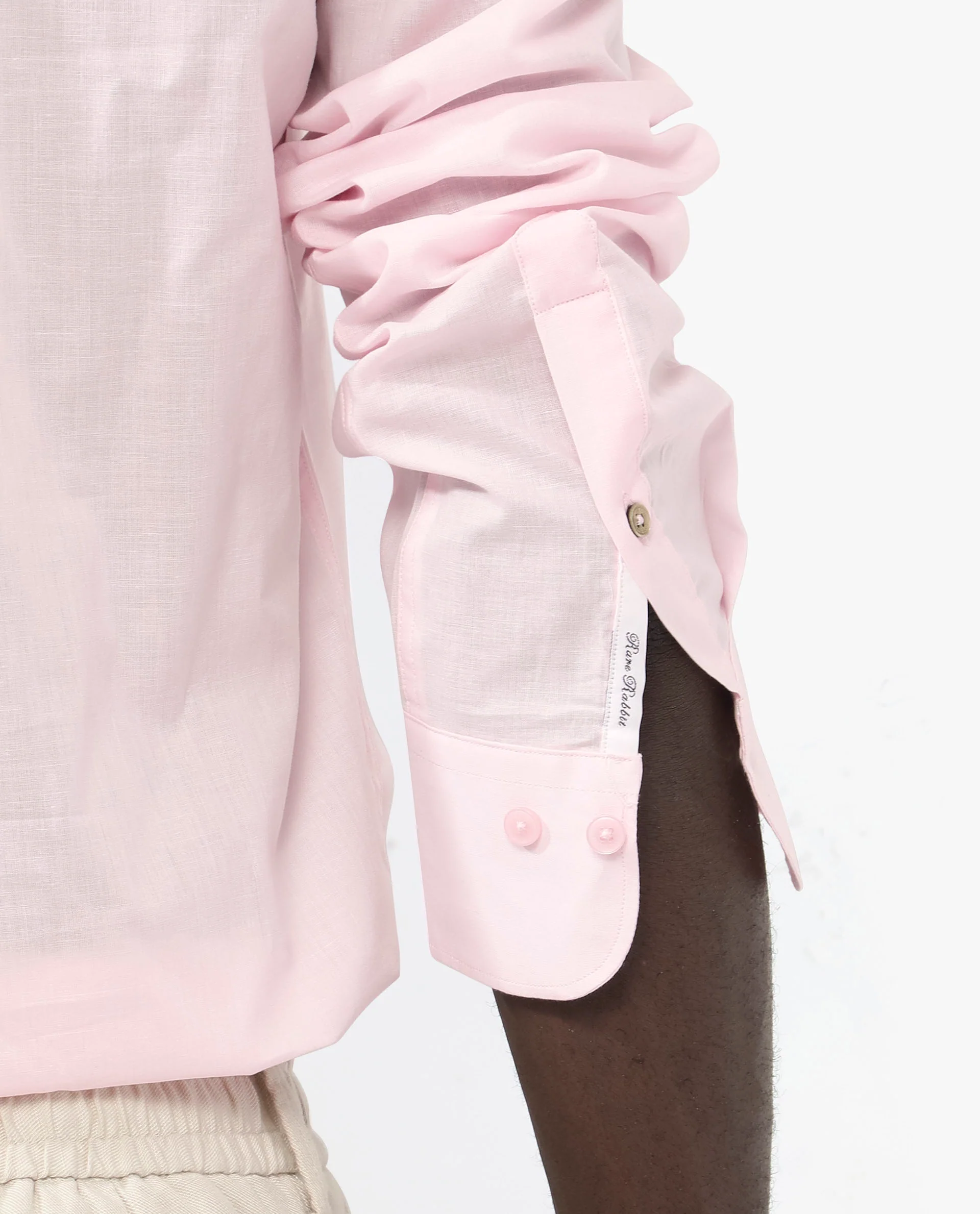Rare Rabbit Men's Fullsleen Pastel Pink Cotton Plain Regular Fit Full Sleeve Collared Shirt - Image 9