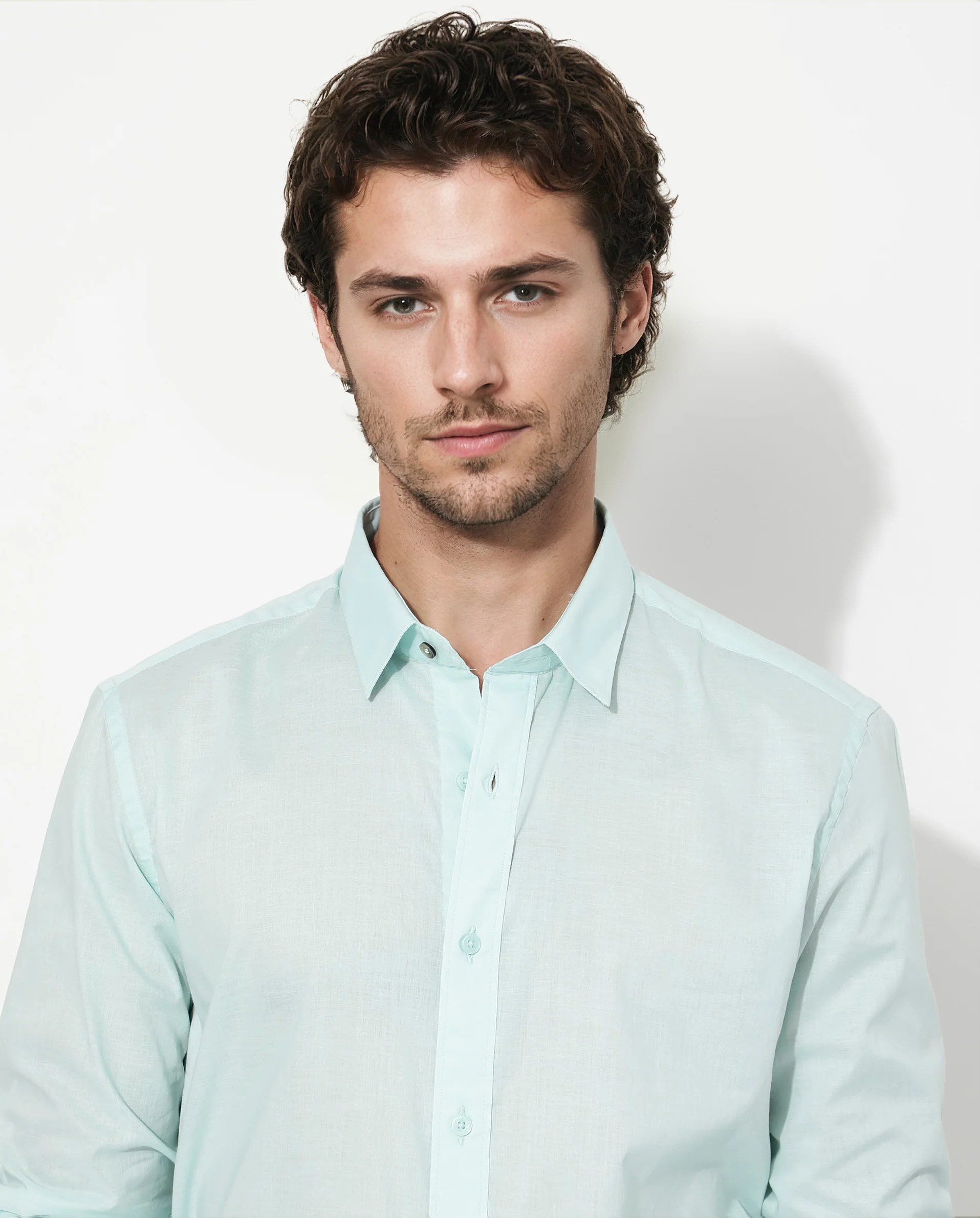Rare Rabbit Men's Fullsleen Pastel Turq Cotton Plain Regular Fit Full Sleeve Collared Shirt - Image 4