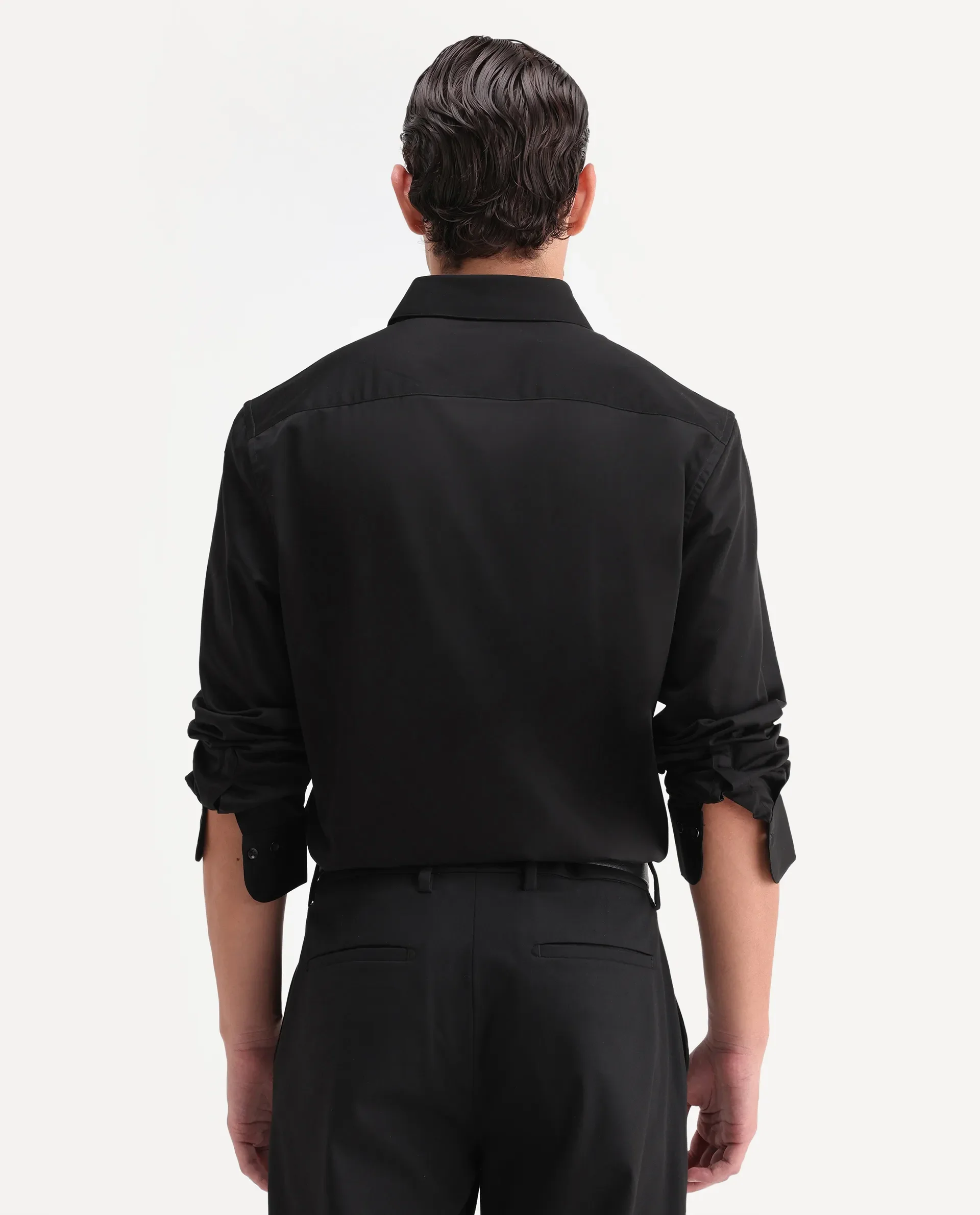 Rare Rabbit Men's Fump Black Cotton Jacquard Regular Fit Full Sleeve Collared Shirt - Image 8