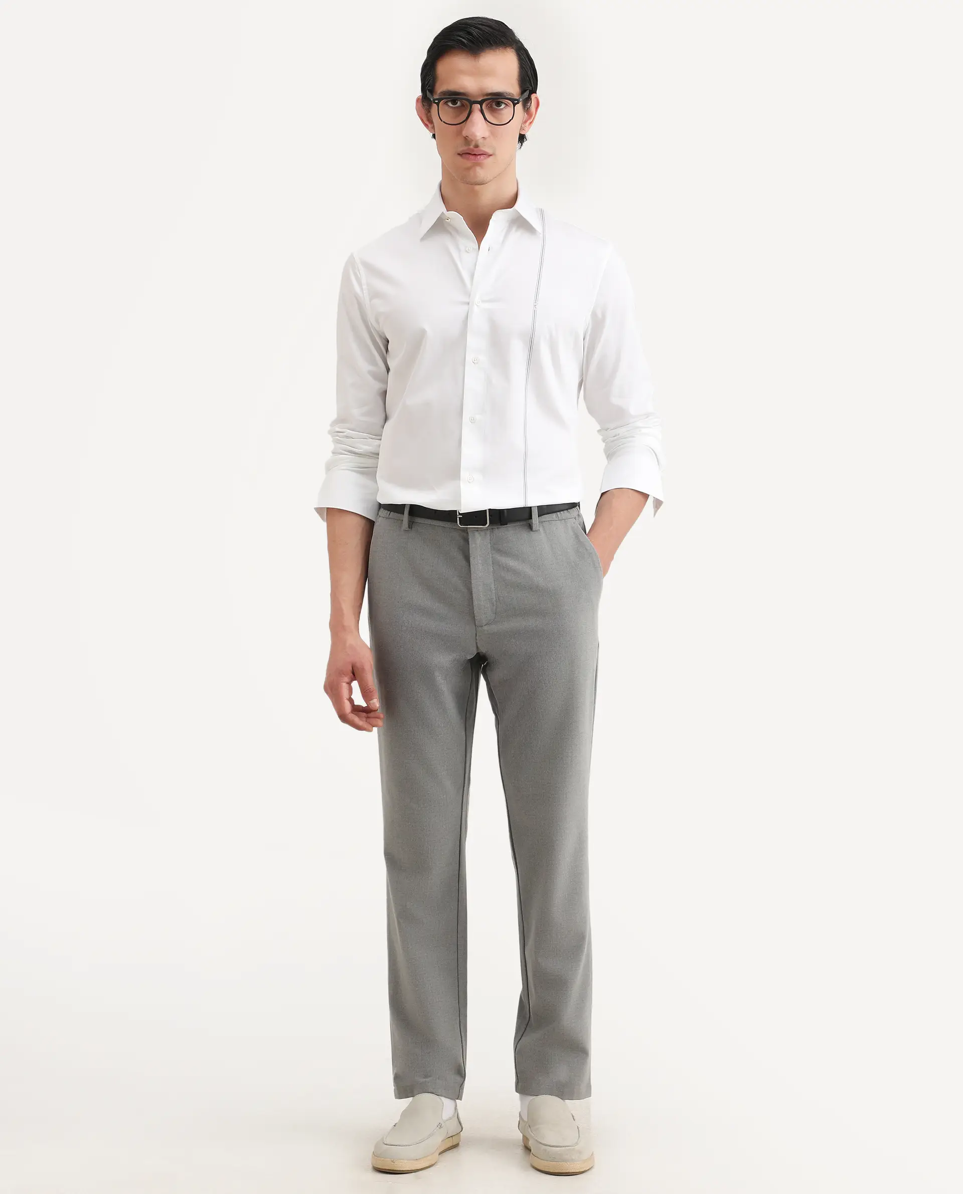 Rare Rabbit Men's Fump White Cotton Jacquard Regular Fit Full Sleeve Collared Shirt - Image 2