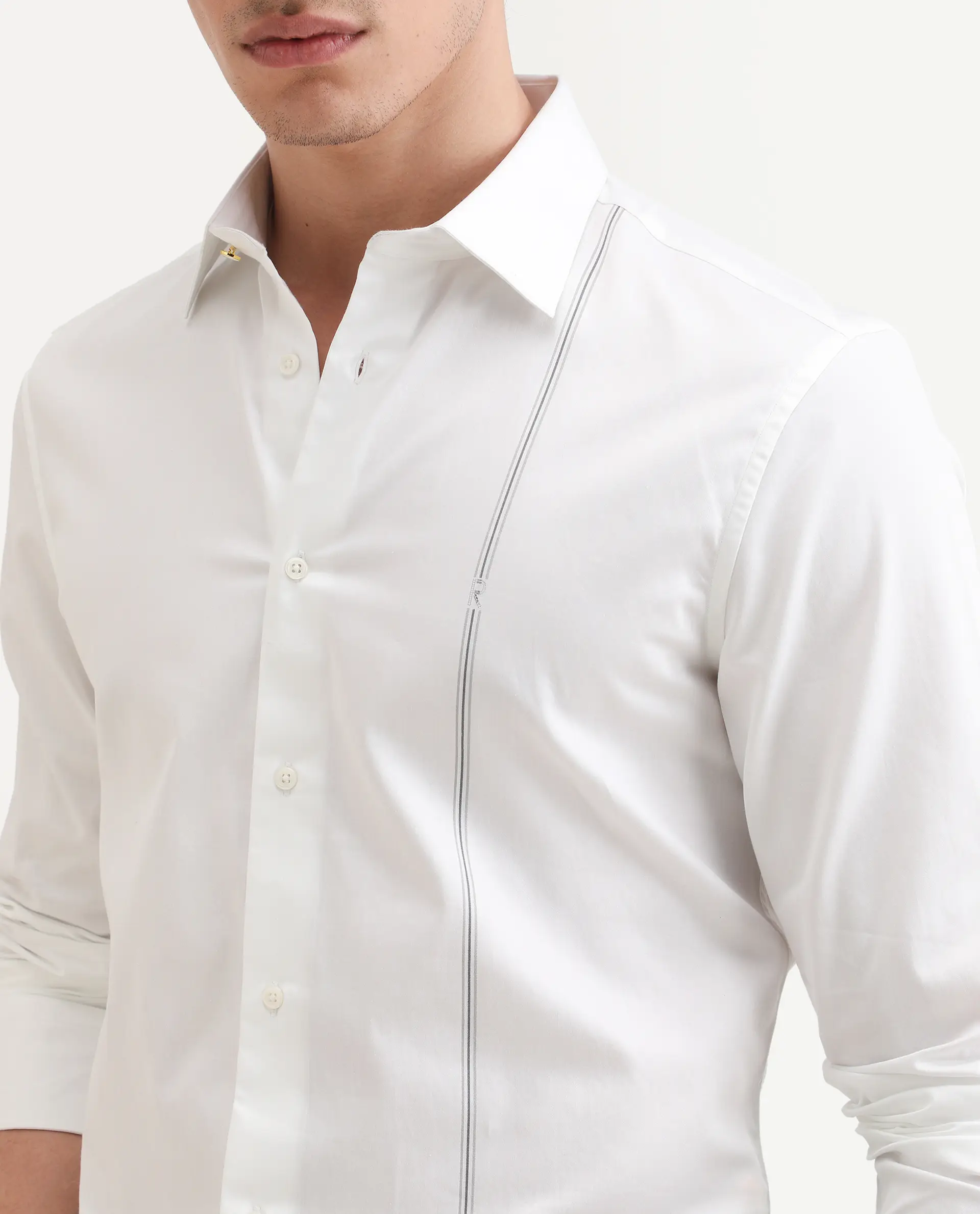Rare Rabbit Men's Fump White Cotton Jacquard Regular Fit Full Sleeve Collared Shirt - Image 3
