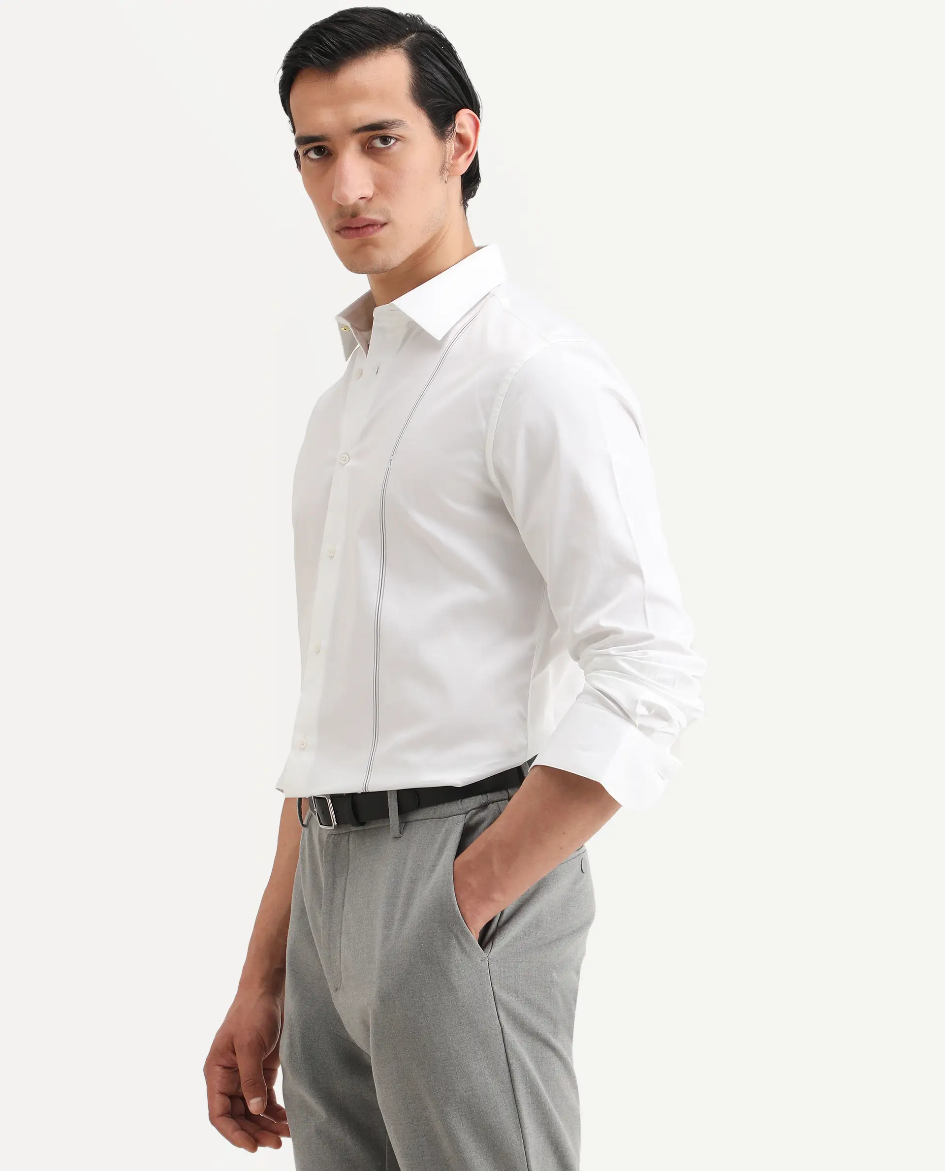 Rare Rabbit Men's Fump White Cotton Jacquard Regular Fit Full Sleeve Collared Shirt - Image 5