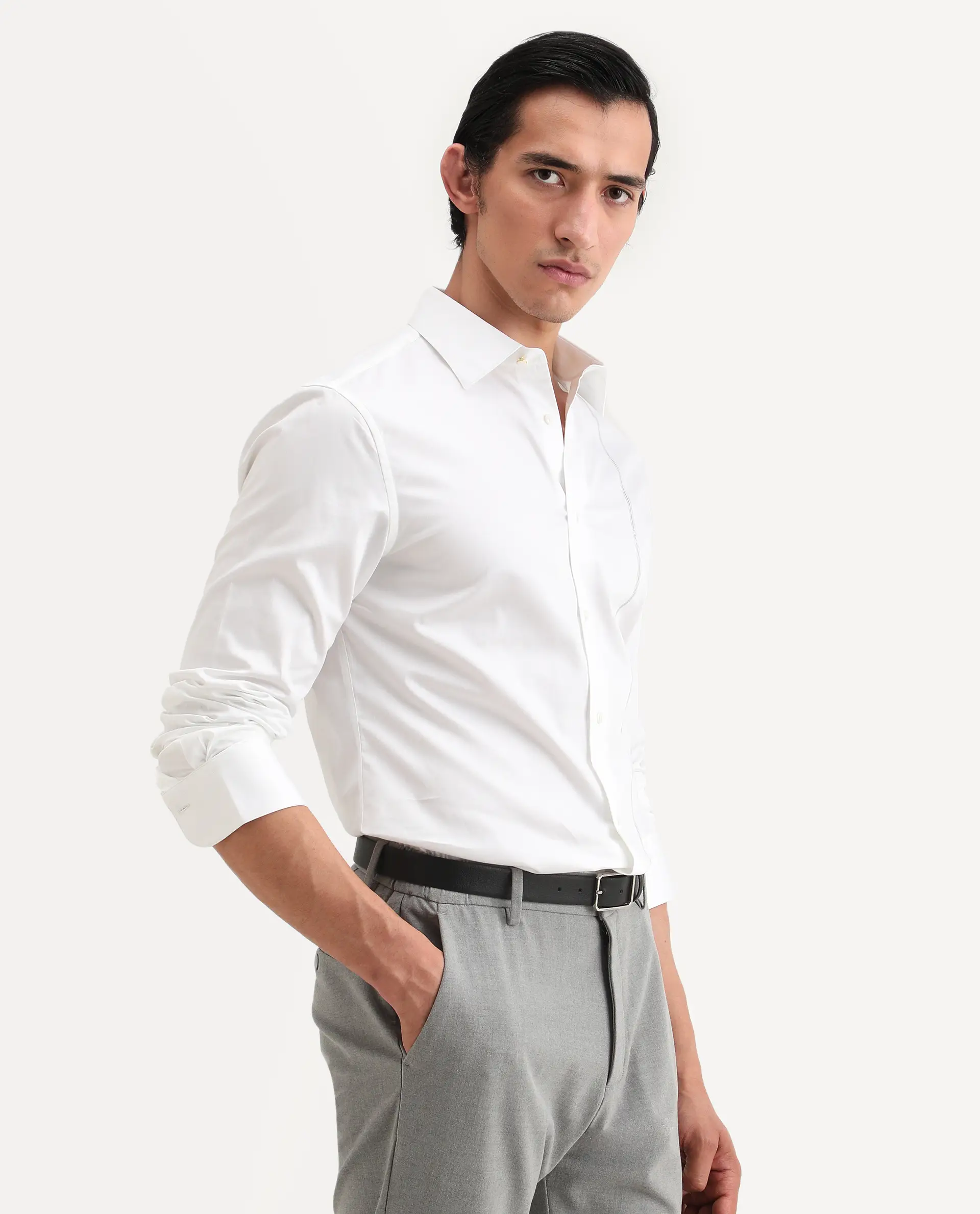 Rare Rabbit Men's Fump White Cotton Jacquard Regular Fit Full Sleeve Collared Shirt - Image 6