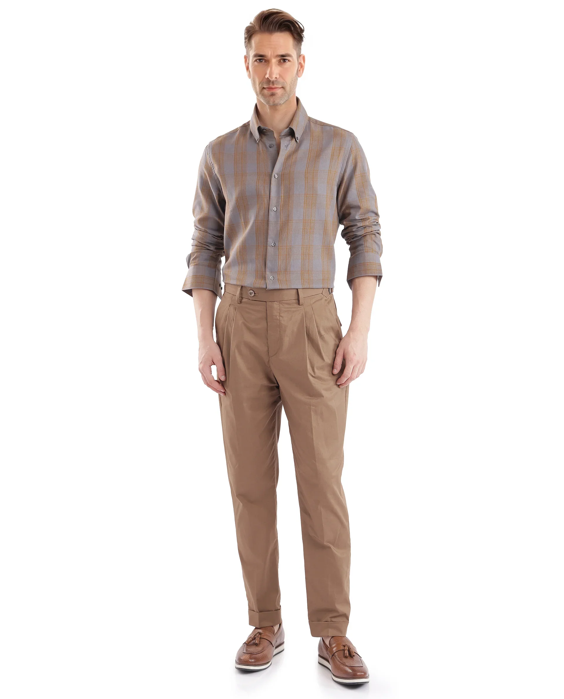 Rare Rabbit Men's Funto Dark Grey Cotton Checked Print Regular Fit Full Sleeve Collared Shirt - Image 2