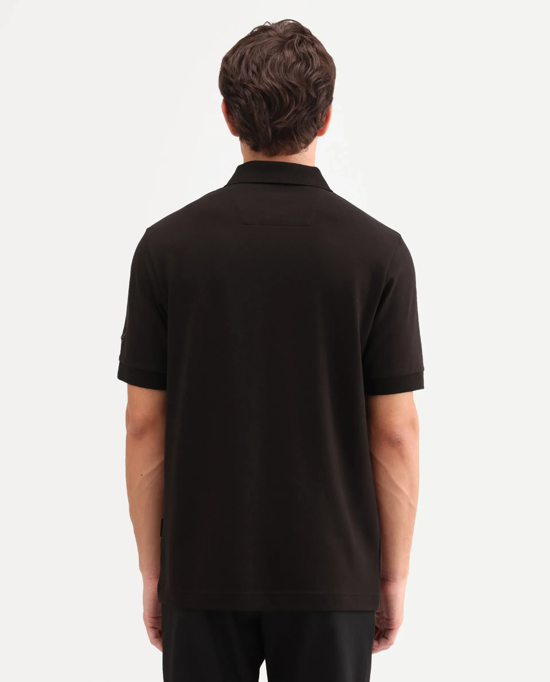 Rare Rabbit Men's Fur Brown Cotton Fabric Spread Collar Regular Fit Embroidered Polo - Image 8