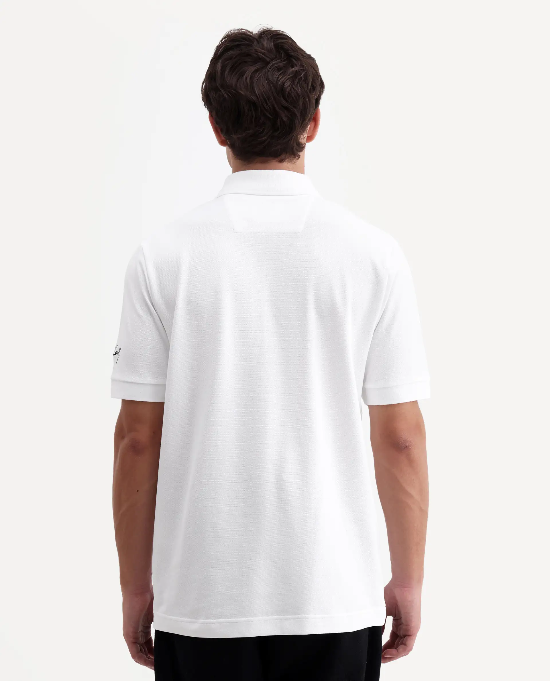 Rare Rabbit Men's Fur White Cotton Fabric Spread Collar Regular Fit Plain Polo - Image 8