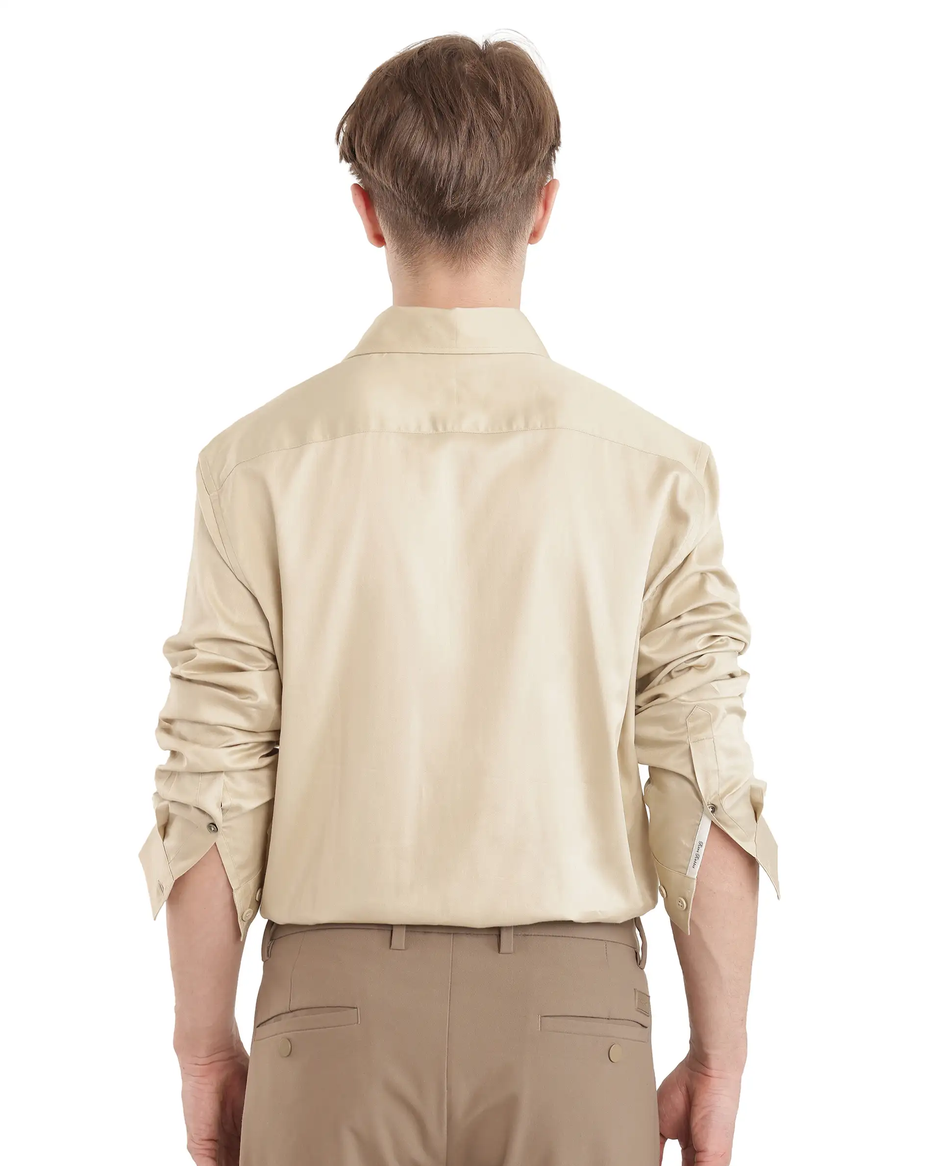 Rare Rabbit Men's Fury Beige Cotton Plain Relaxed Fit Full Sleeve Collared Shirt - Image 6
