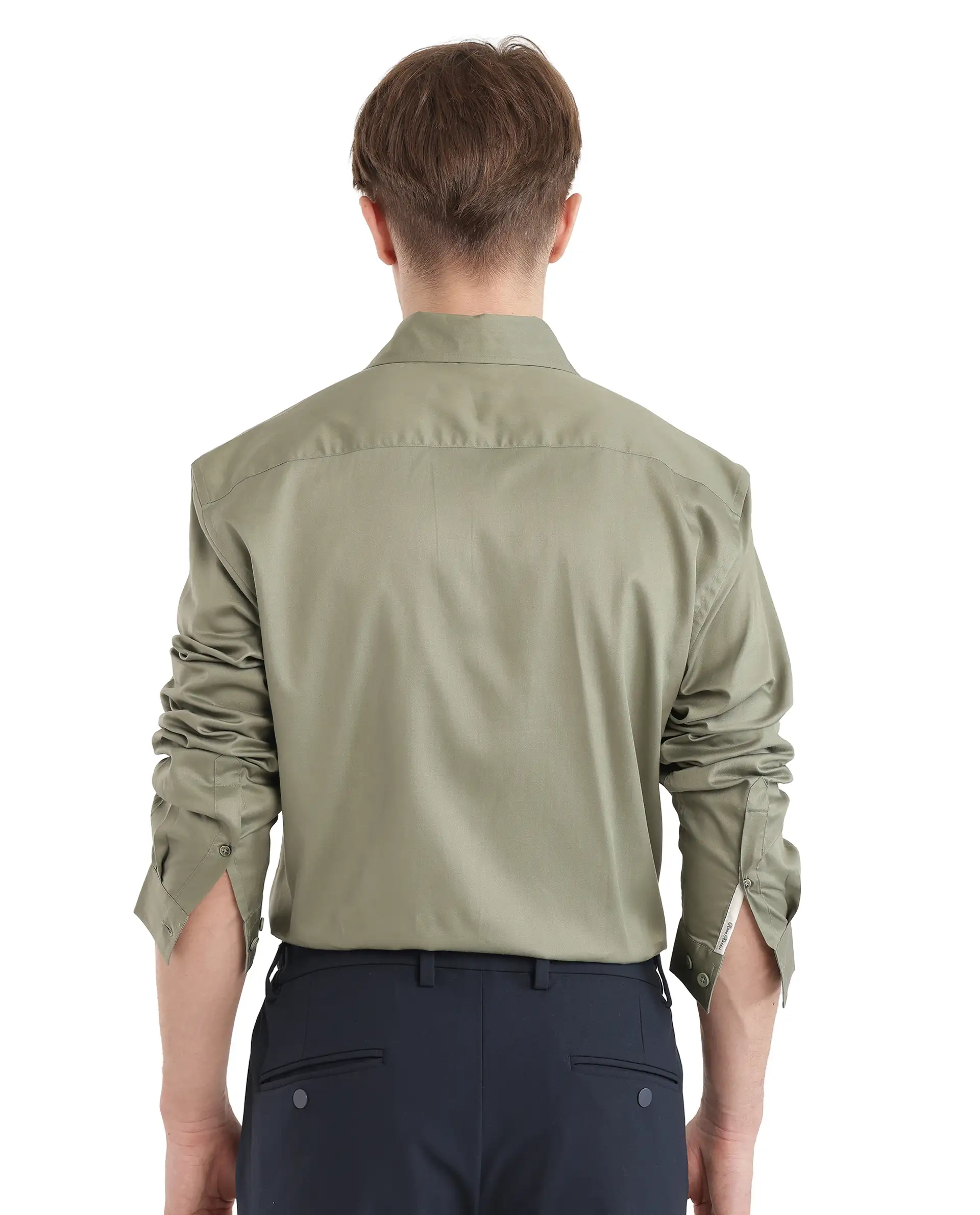 Rare Rabbit Men's Fury Dusky Green Cotton Plain Relaxed Fit Full Sleeve Collared Shirt - Image 4