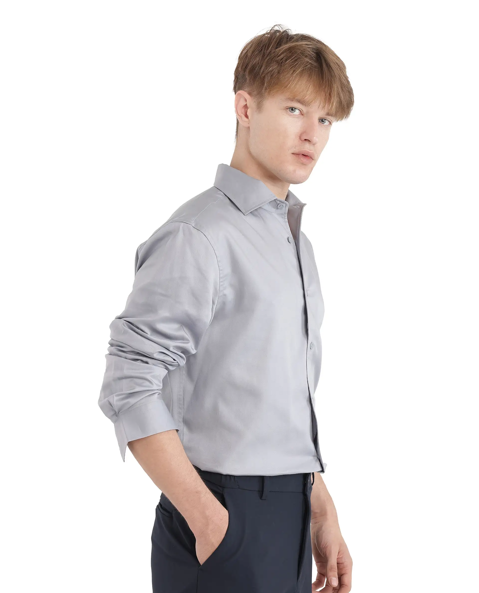 Rare Rabbit Men's Fury Light Blue Cotton Plain Relaxed Fit Full Sleeve Collared Shirt - Image 6