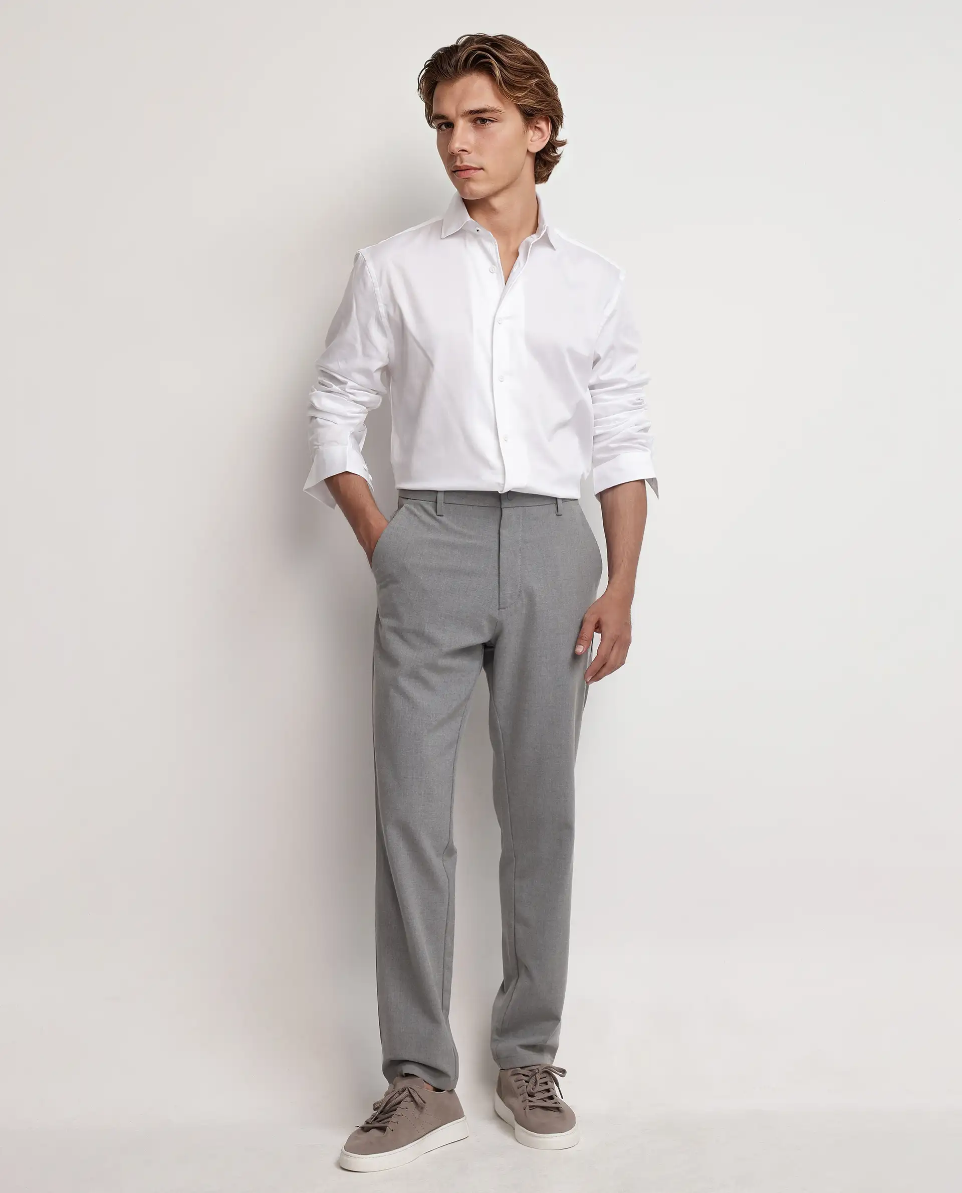 Rare Rabbit Men's Fury White Cotton Plain Regular Fit Full Sleeve Collared Shirt - Image 2