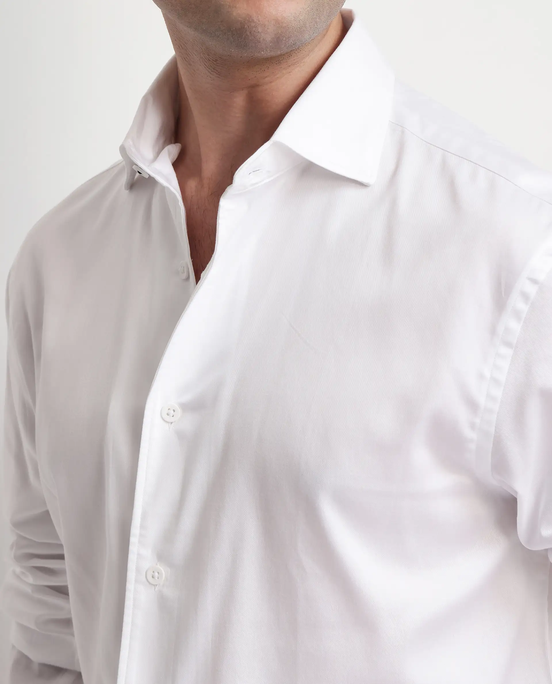 Rare Rabbit Men's Fury White Cotton Plain Regular Fit Full Sleeve Collared Shirt - Image 3