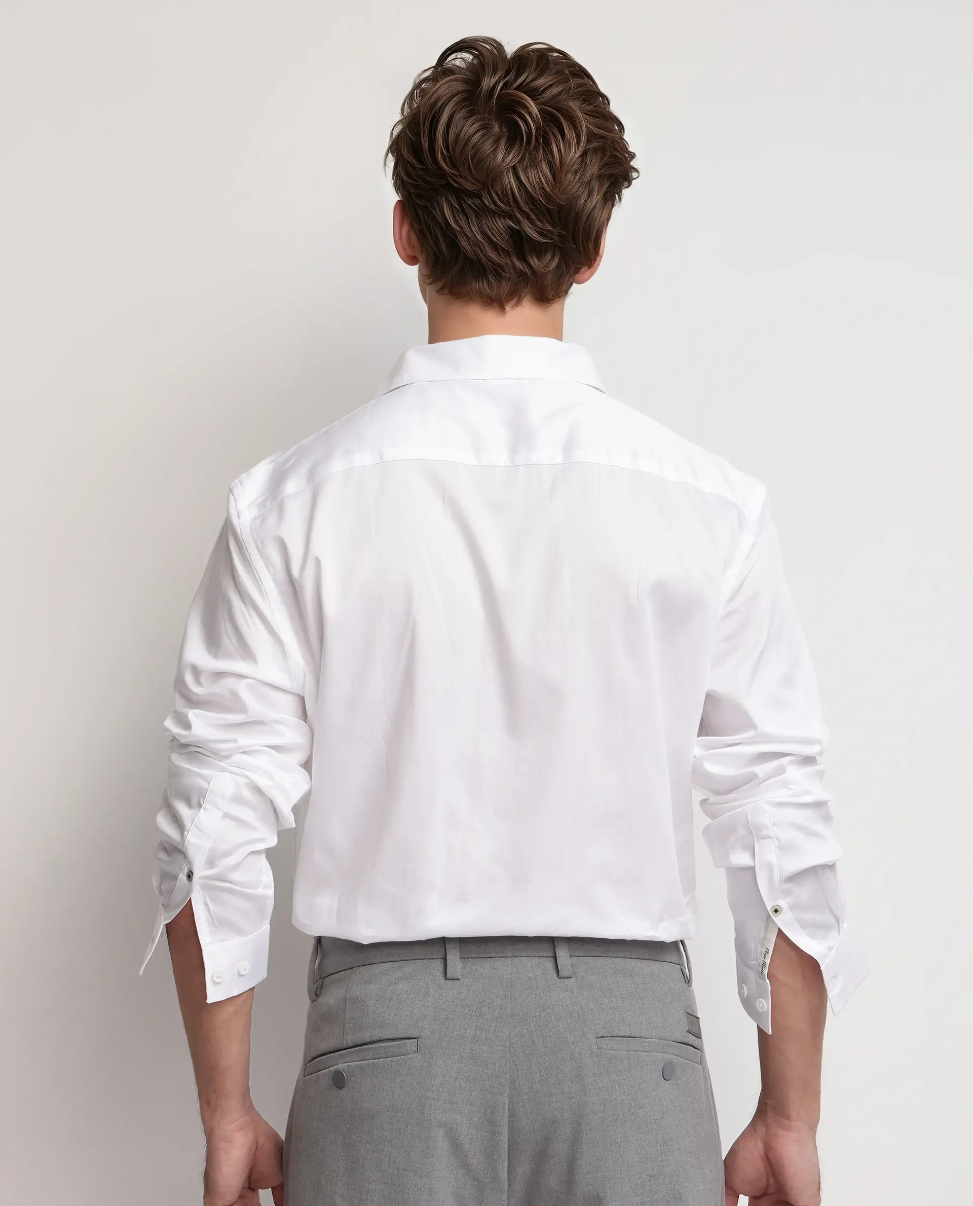 Rare Rabbit Men's Fury White Cotton Plain Regular Fit Full Sleeve Collared Shirt - Image 4